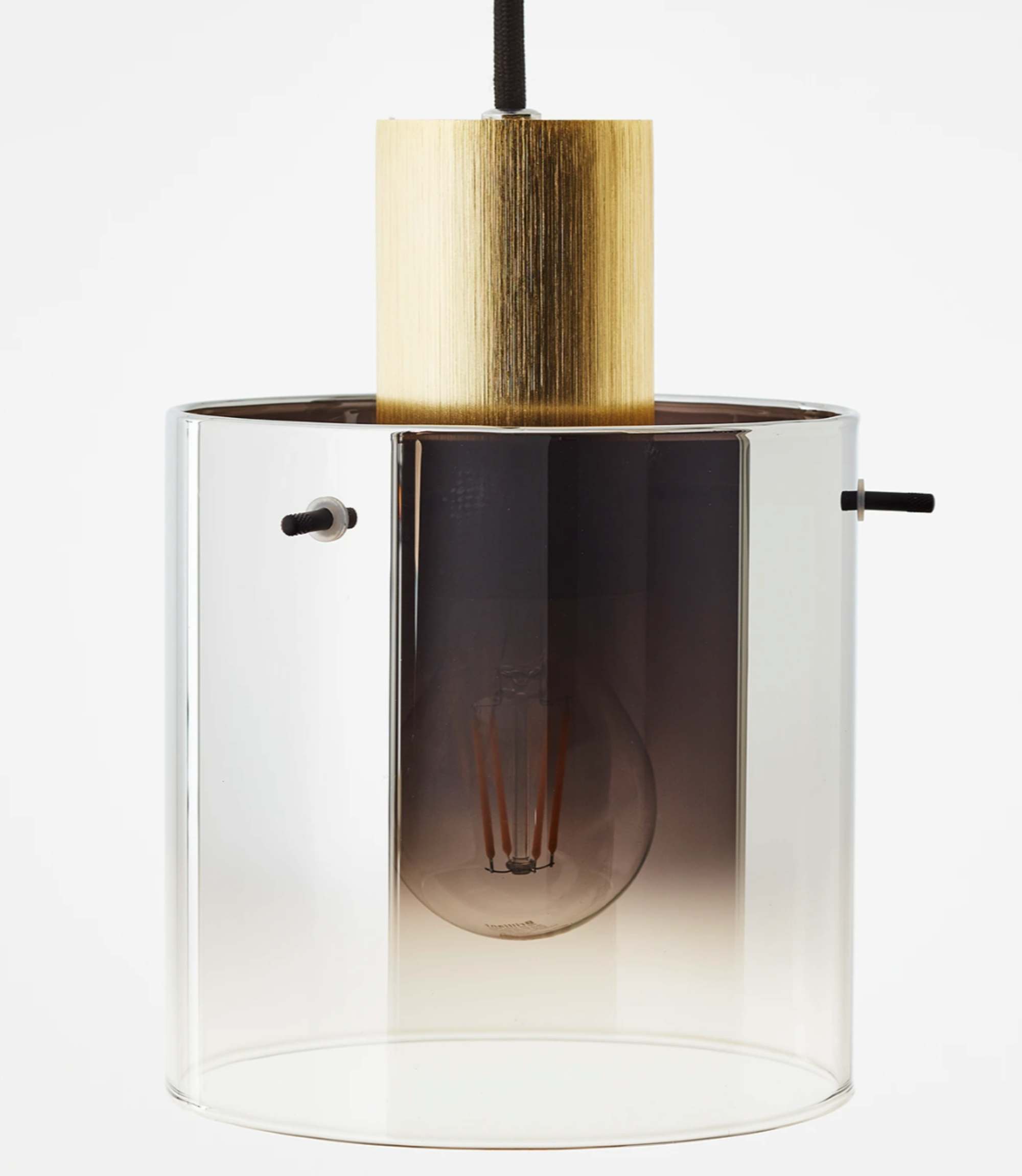 Pendant lamp 1-light smoked glass aluminum