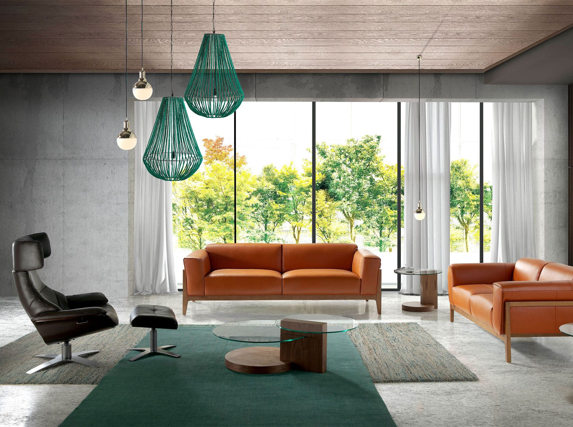 5022 Poltrona girevole con braccioli pelle marrone