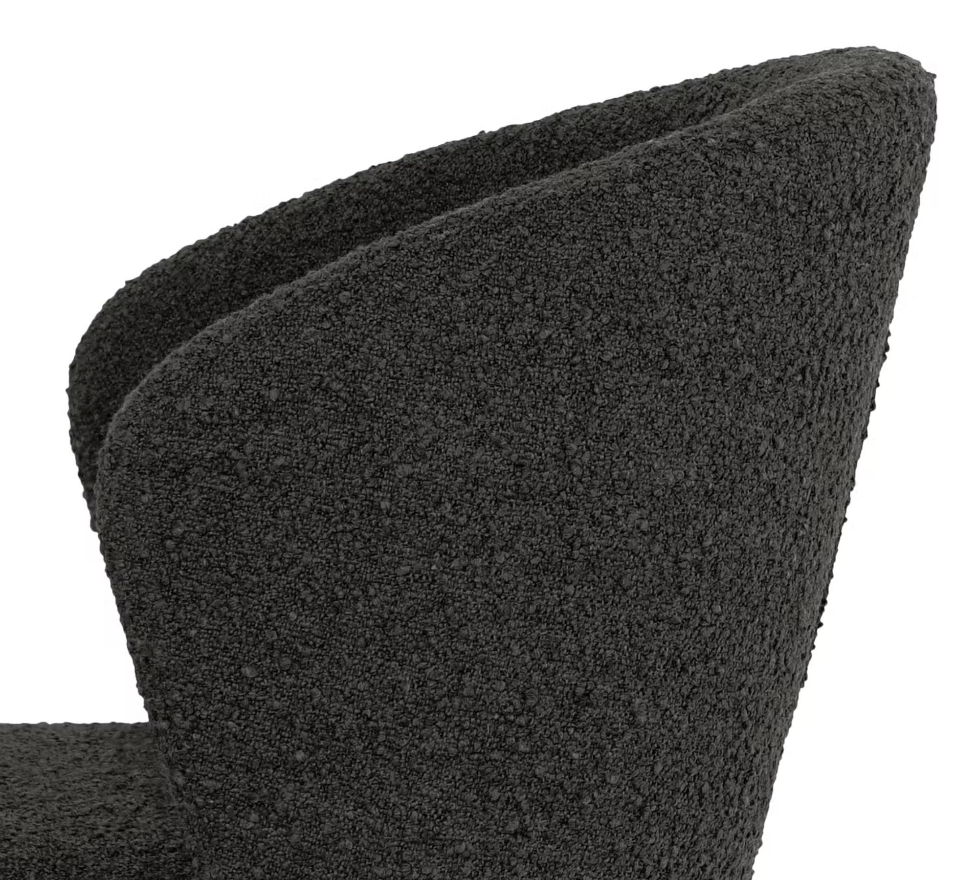 2x Mareth Polsterstuhl Mareth Metall Bouclé Schwarz