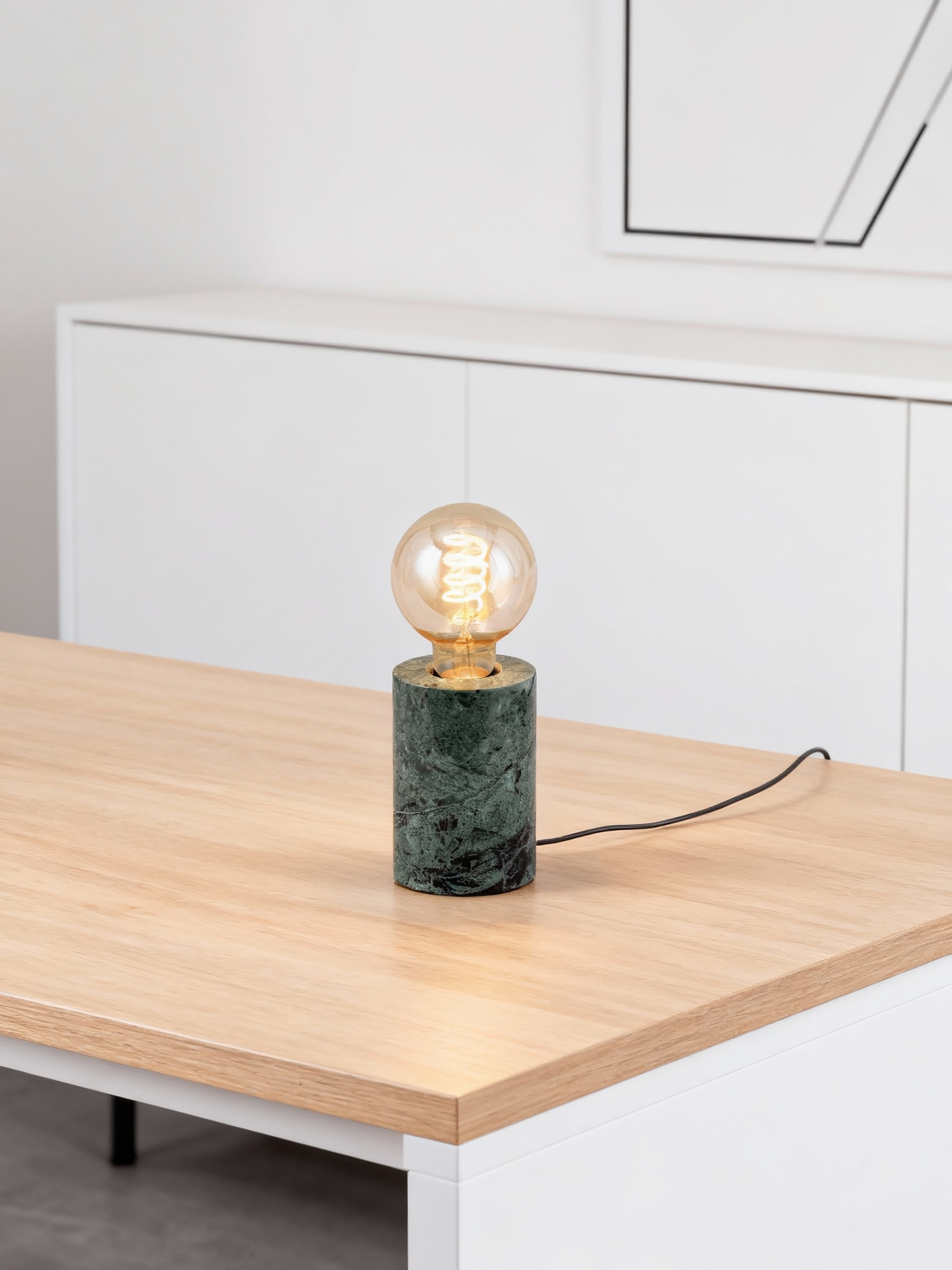 Frigid Tischleuchte 1-flammig Marmor Dunkelgrün