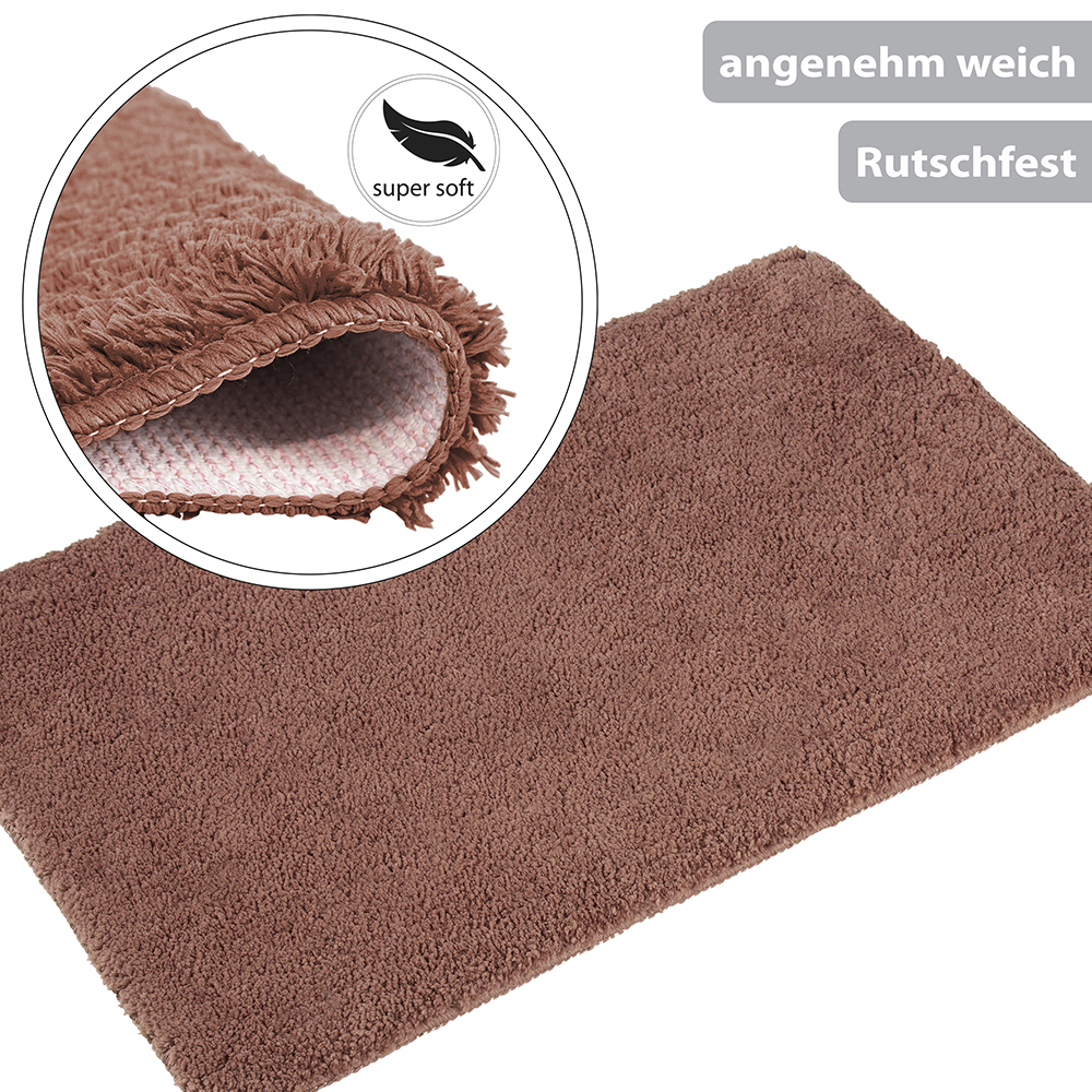 2x Badematten-Set Microfaser Braun