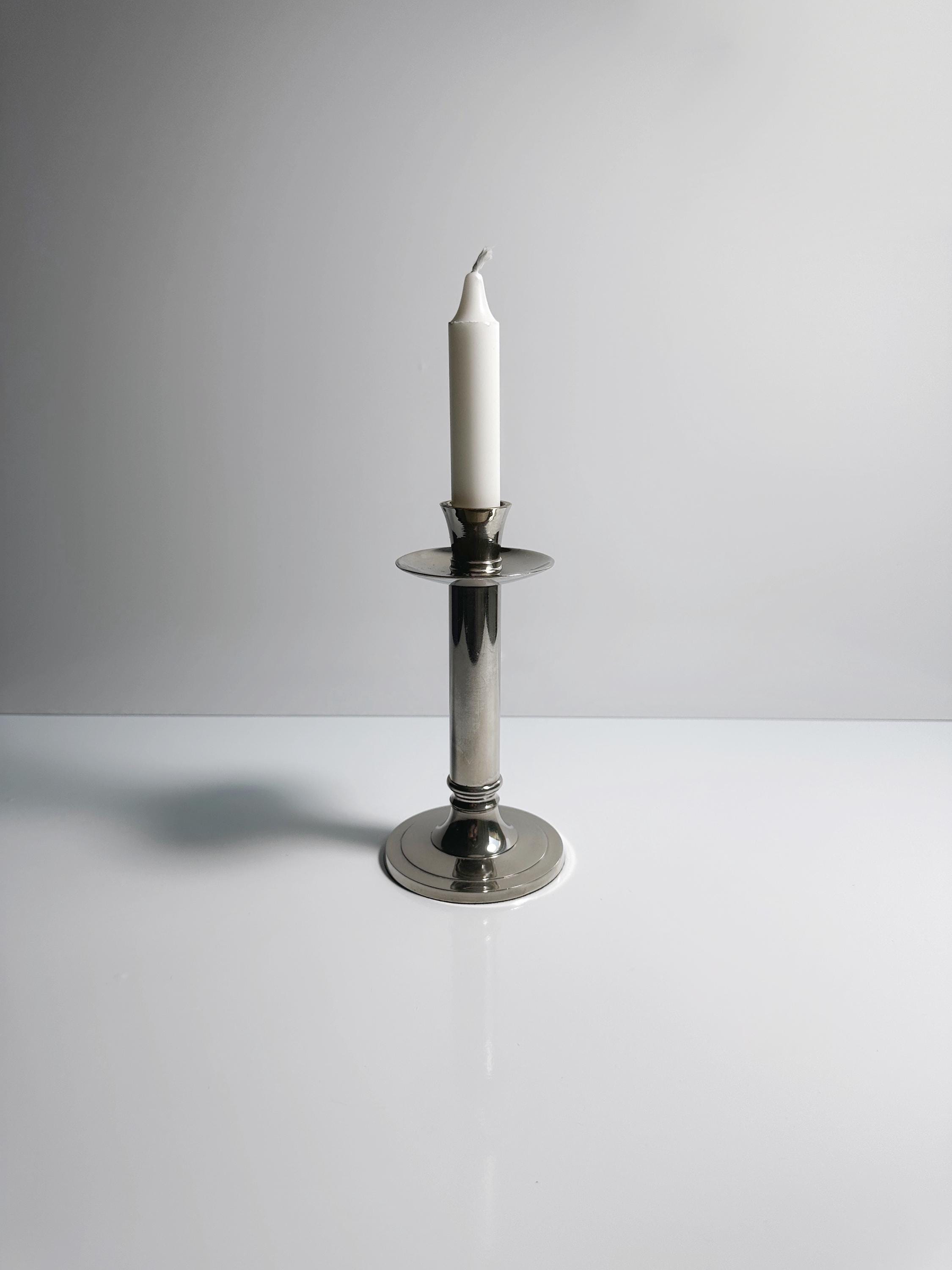 Vintage Kerzenständer Metall Chrom Silber