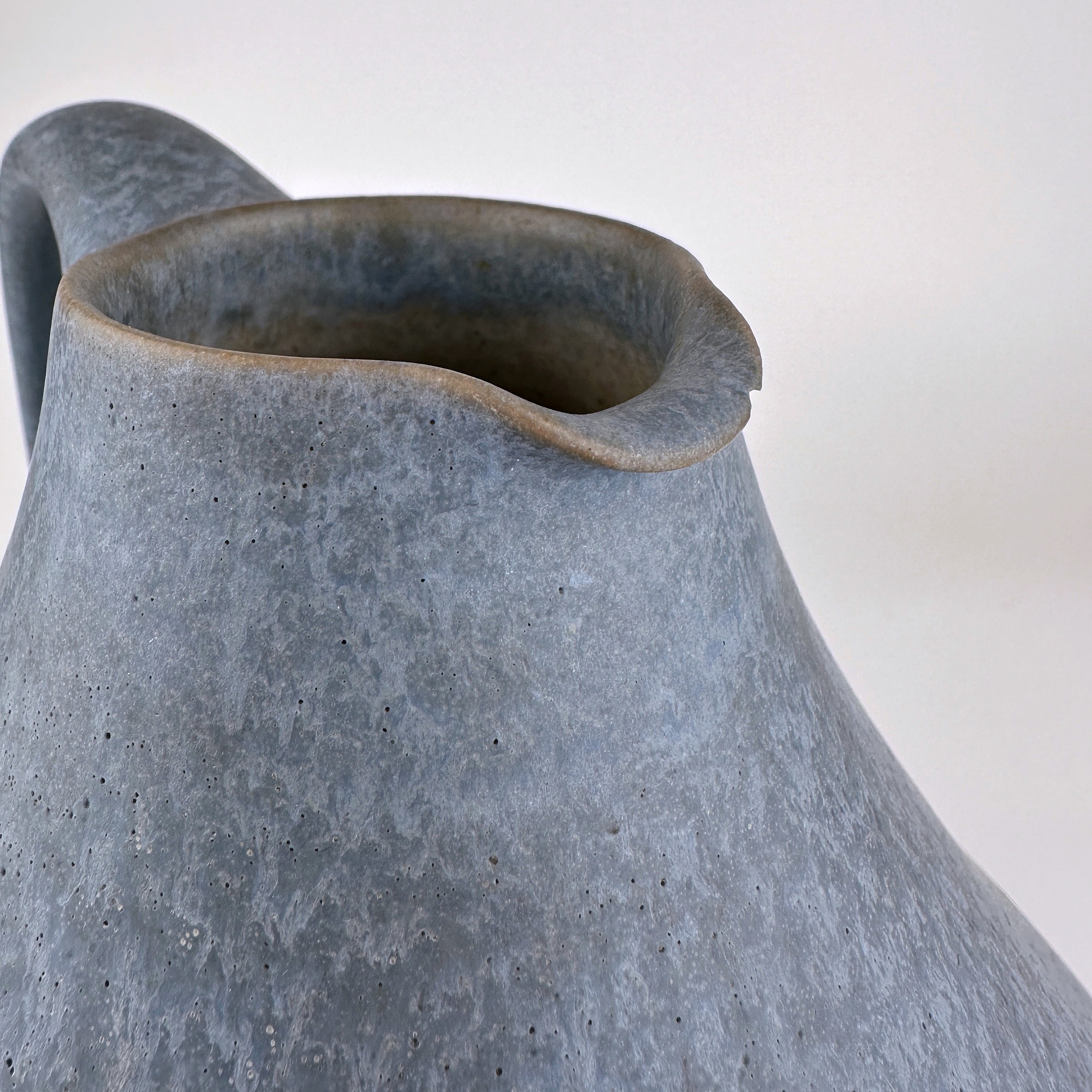 Vintage Fat Lava Jug Vase Ceramic Blue 1950s