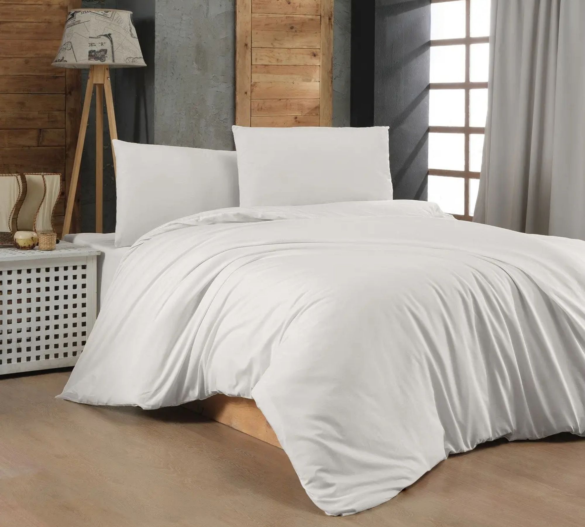 Copripiumino e federa in cotone bianco 135cm x 200cm