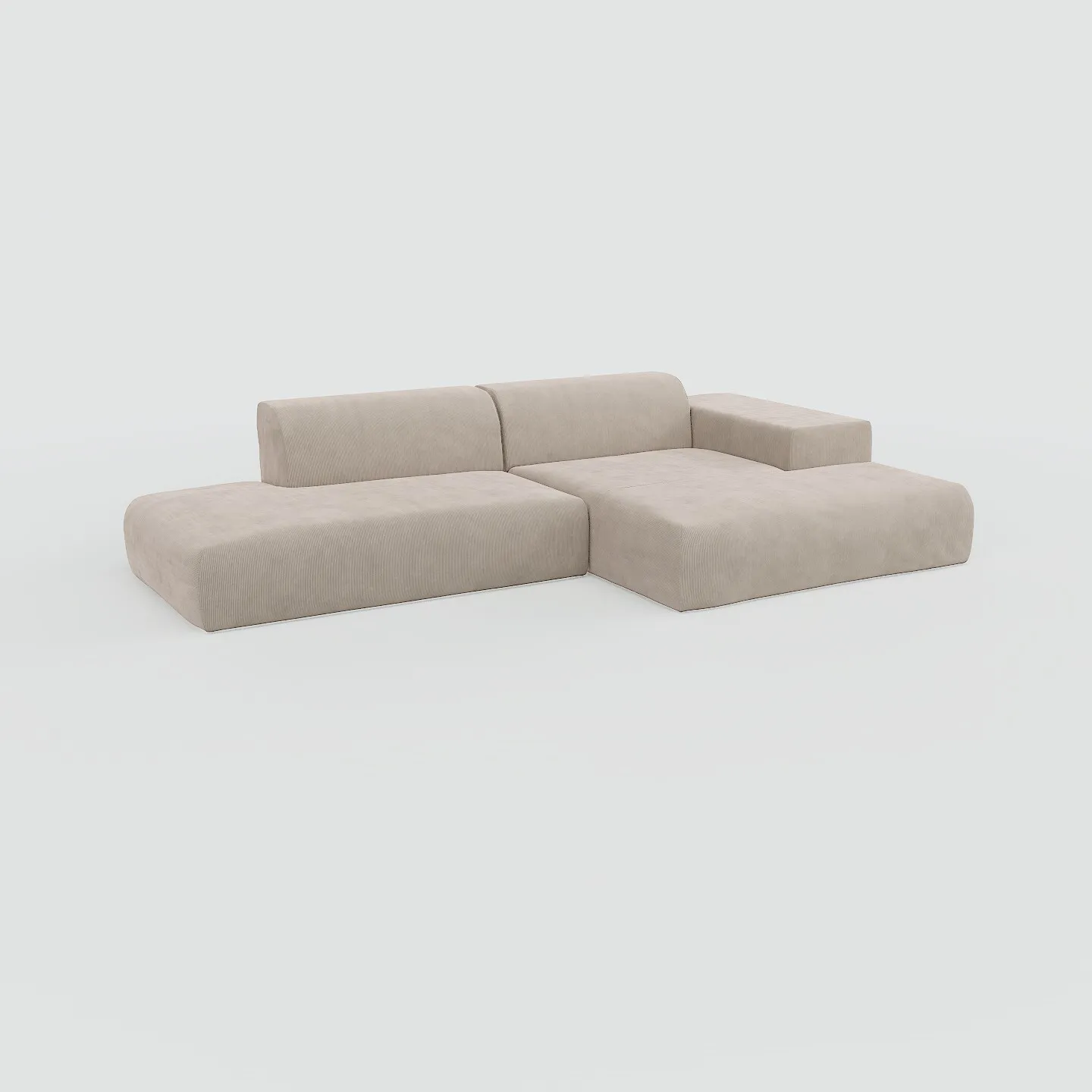 Pyllow Ecksofa Feiner Cord Trüffelbeige