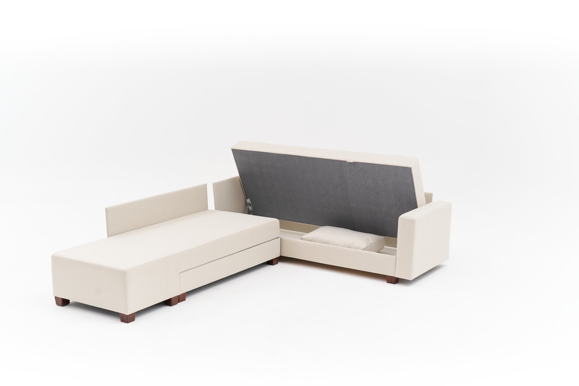 Aly  Schlafsofa Récamiere Links Baumwolle Creme