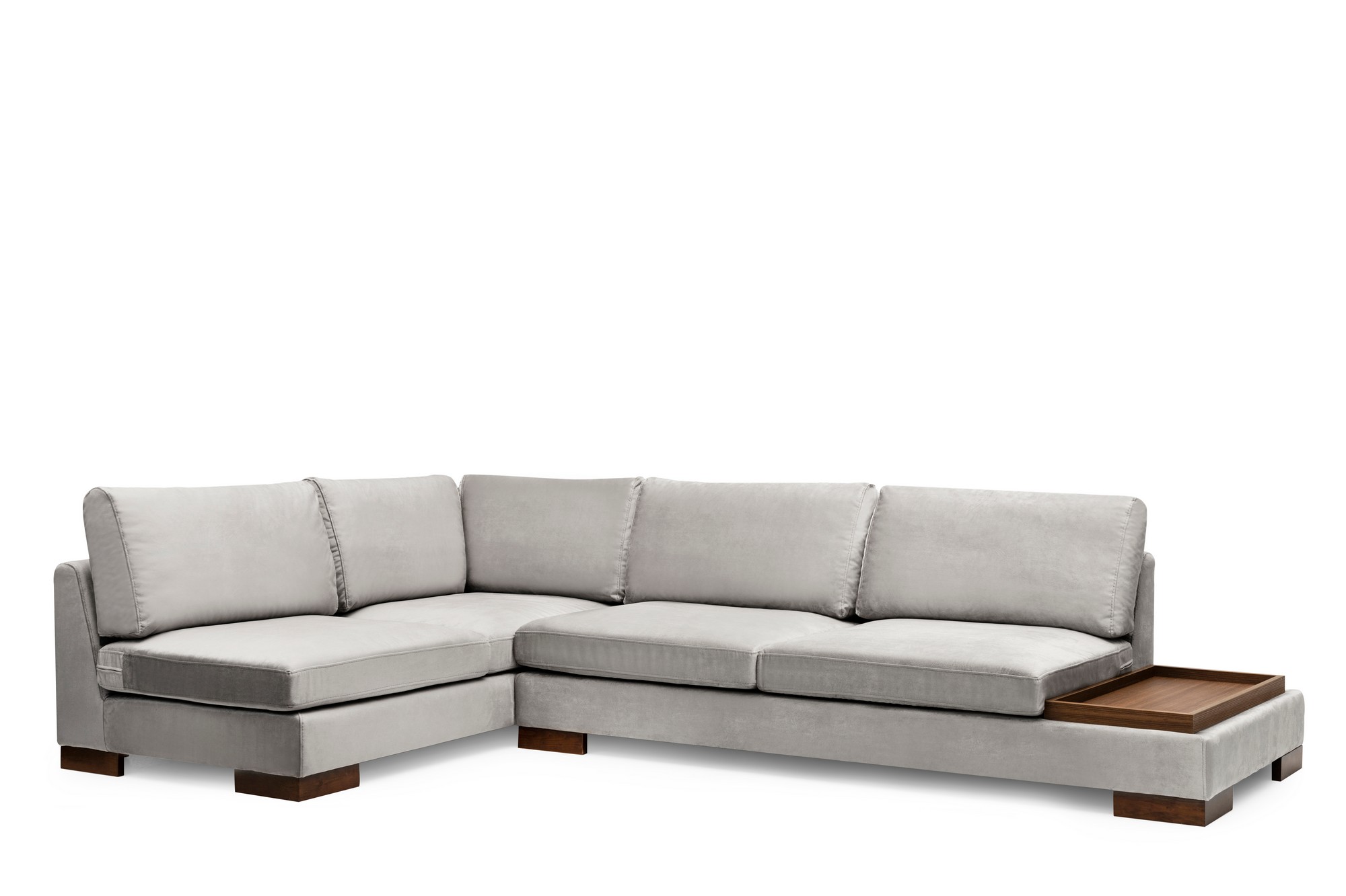 Tulip Ecksofa Links mit Hocker Hellgrau