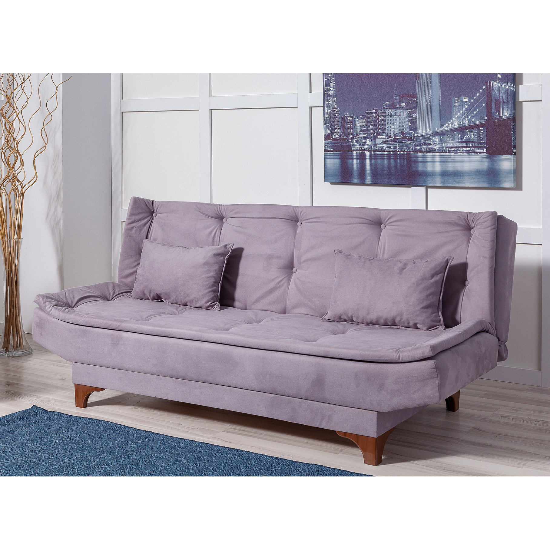 Kelebek Schlafsofa Set Holz Grau