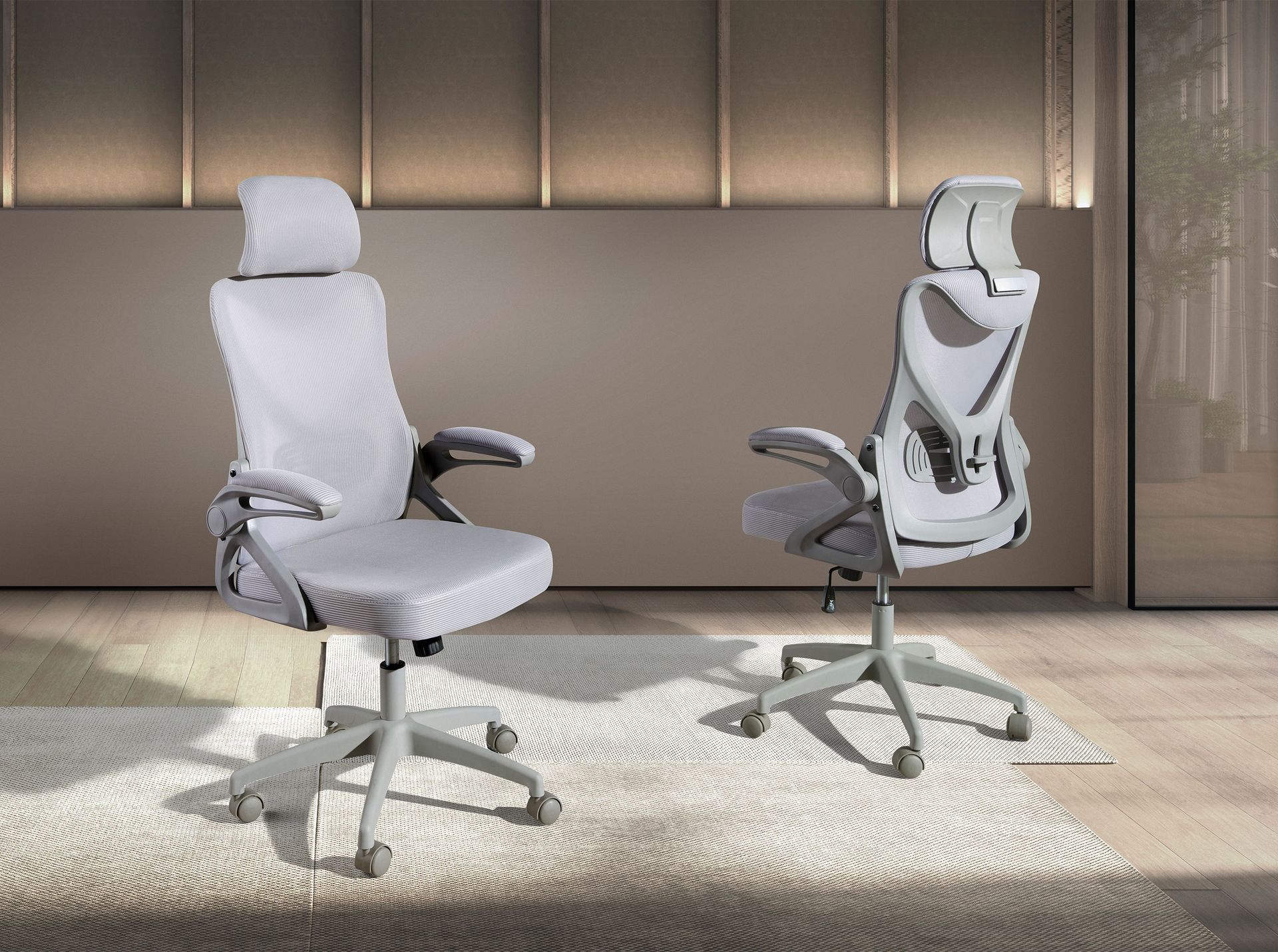 Drehbarer Bürostuhl Textil Grau