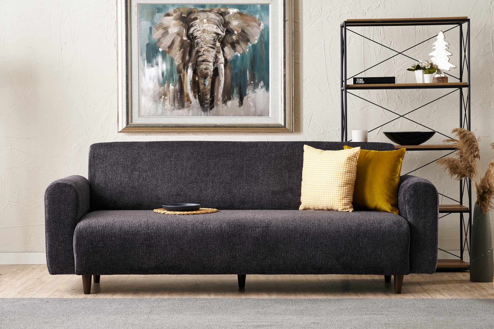 Noya Sofa Sitzer Chenille Anthrazit