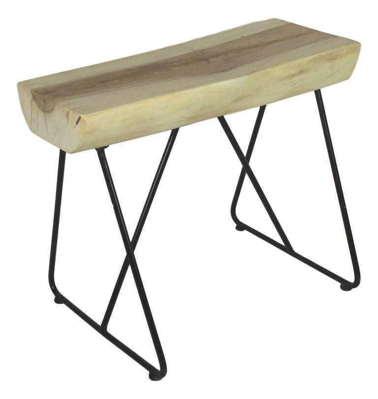 Rechteckiger Hocker Holz Metall