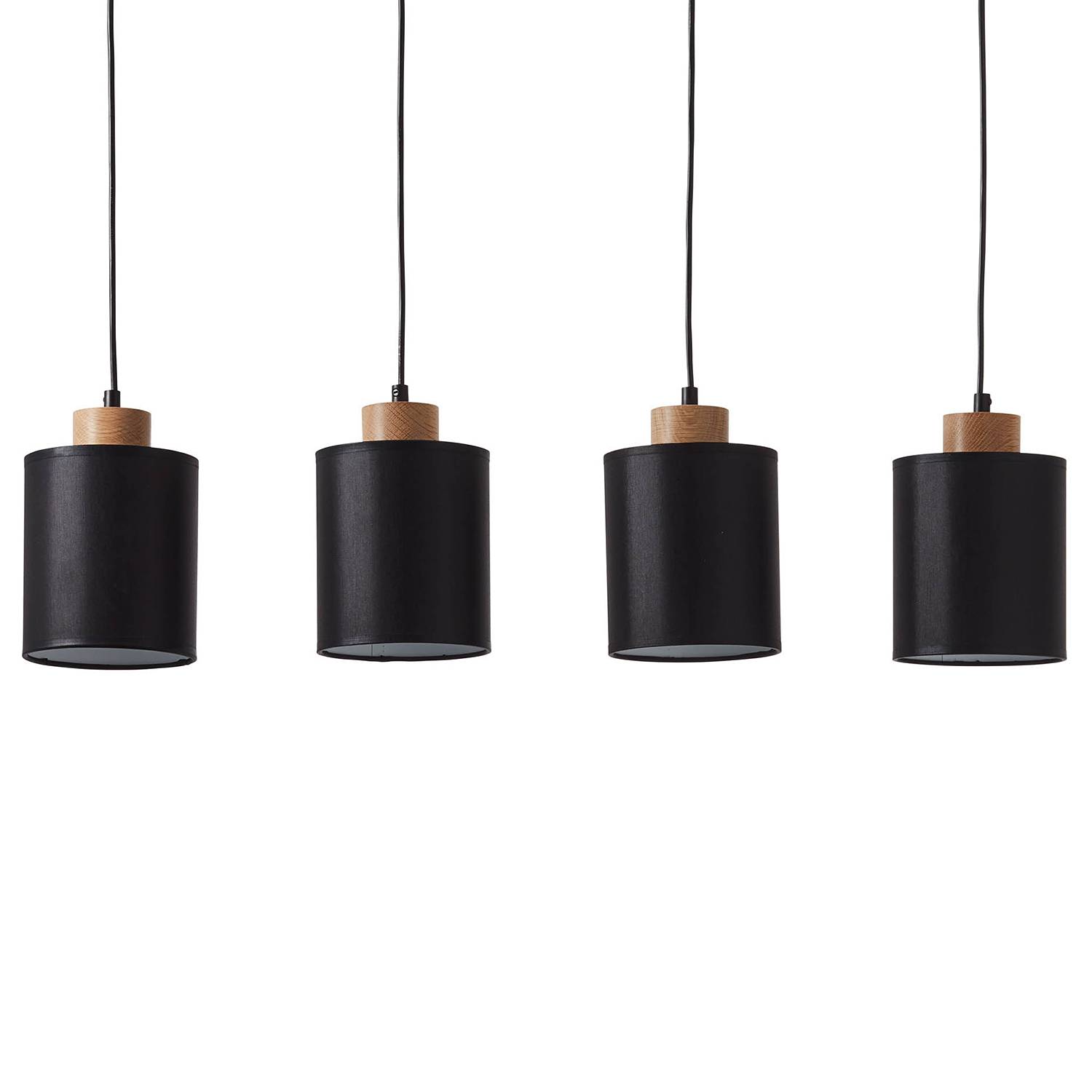 4-flame pendant lamp Vonnie Mixed fabric Steel Black