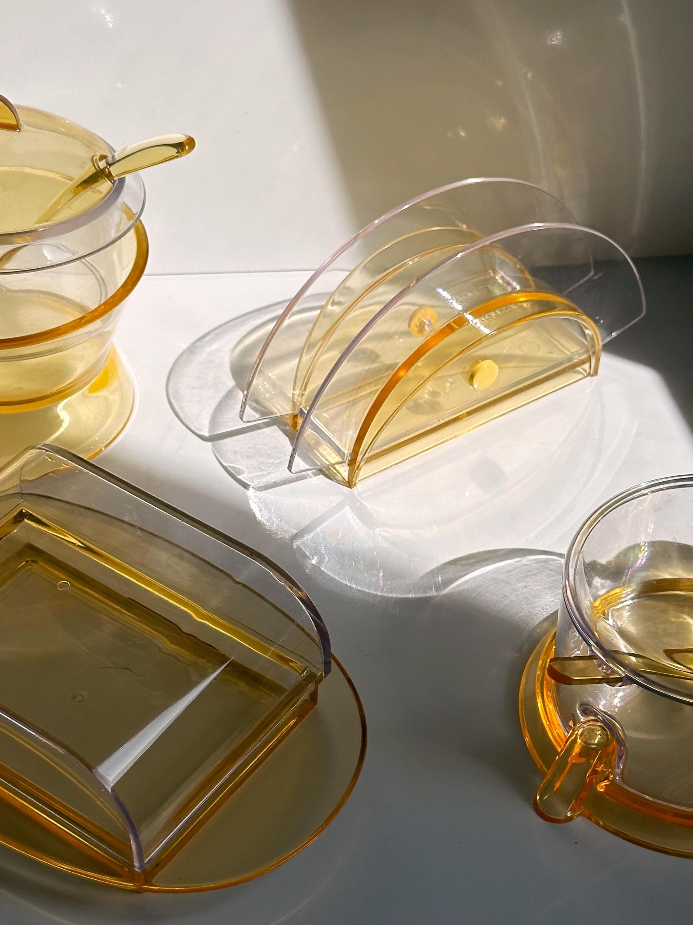 Vintage Particolare Dosen-Set Kunststoff Gelb 1980er Jahre