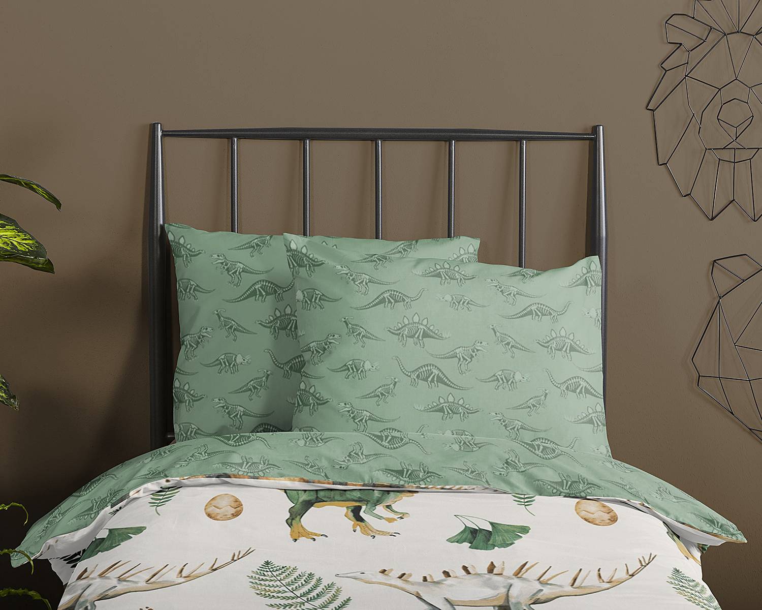 Gabi Bettwäsche Baumwolle Grün 100x135cm Kissen 40x60cm