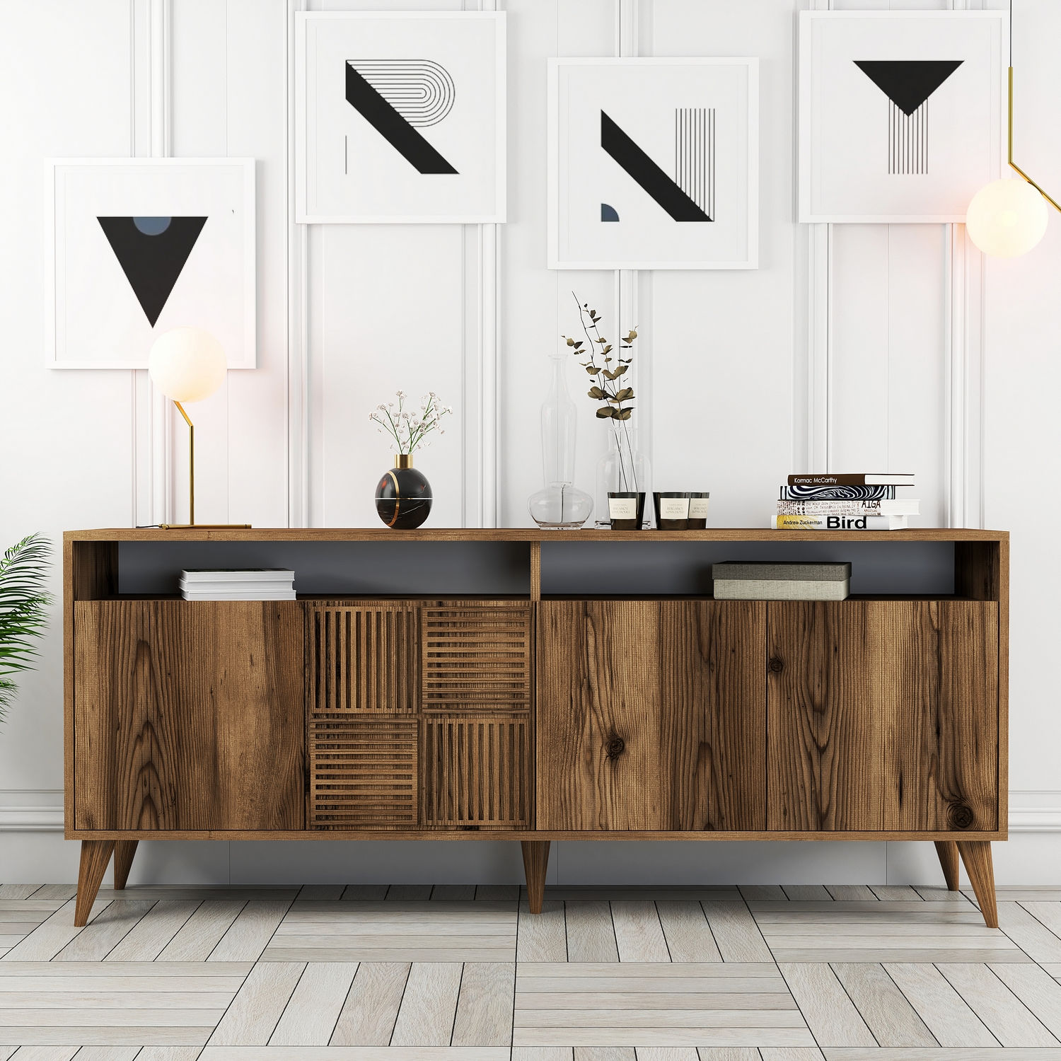 Milan Sideboard Walnussbraun 180cm