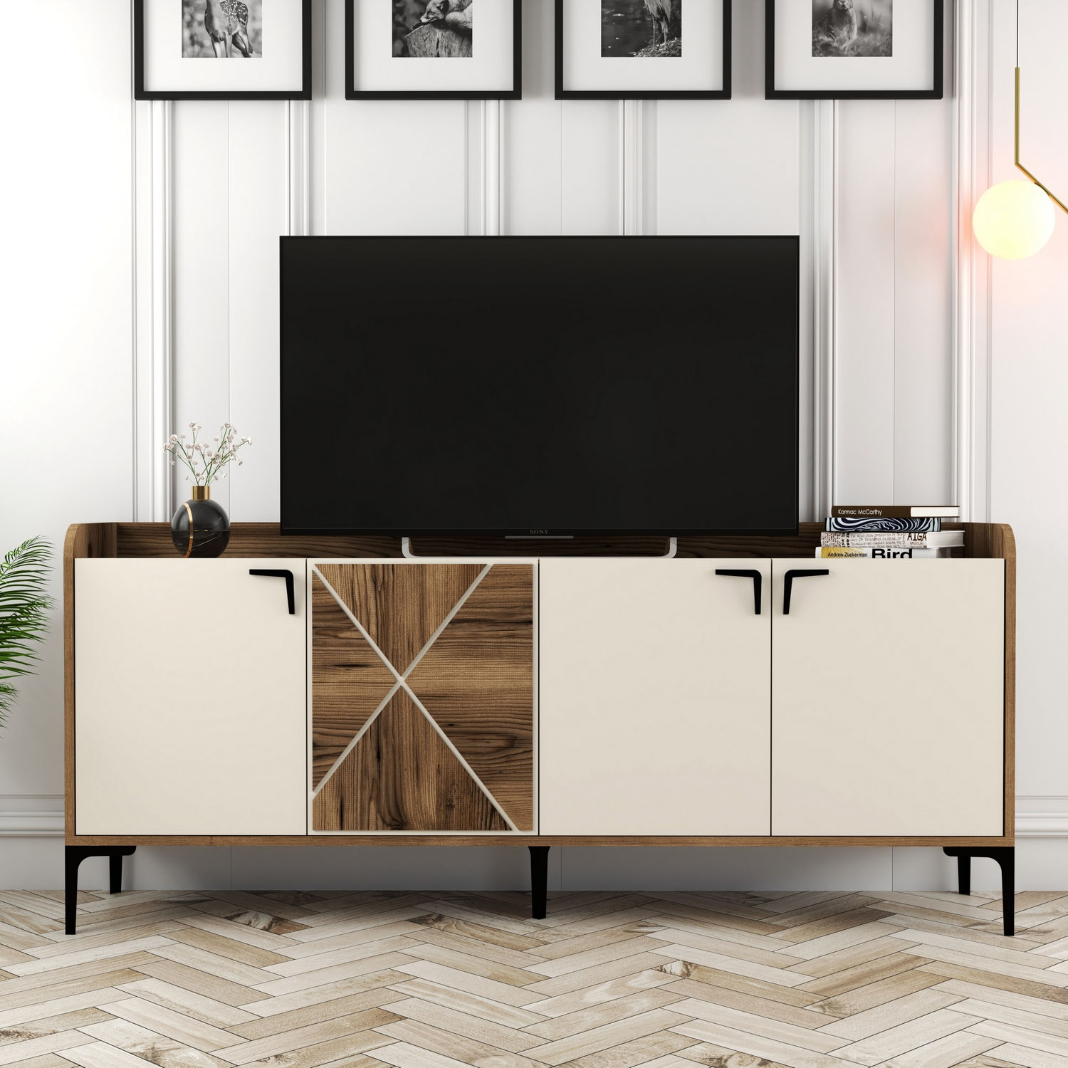 Venedik Sideboard Walnussbraun Creme