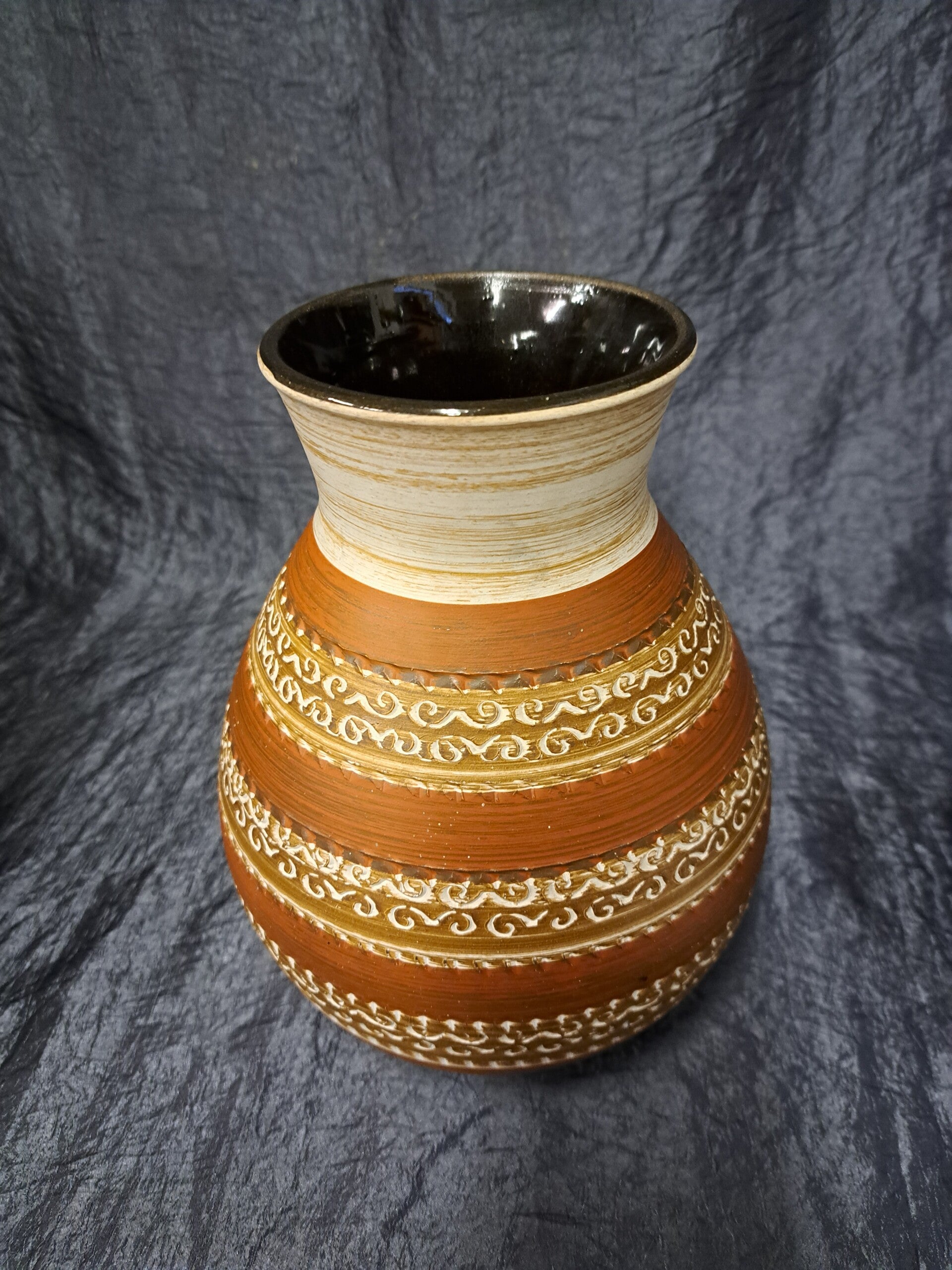 Vintage Vase Keramik Braun Weiß