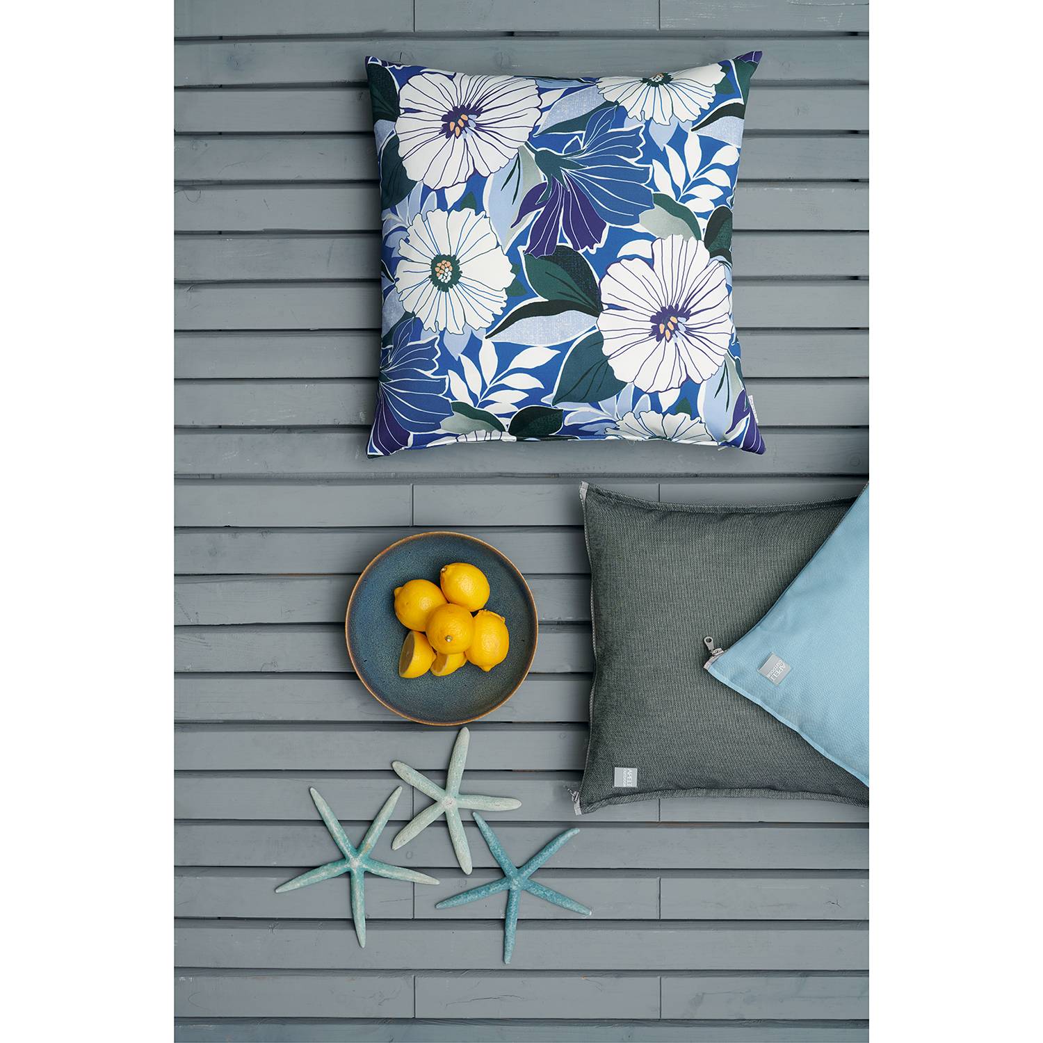 Dekokissen Astrid Baumwollstoff Blau 39 x 39 cm