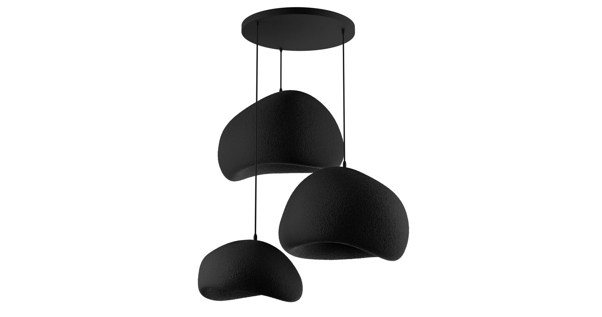 3-Flammig Wabi Sabi Ashveils Pendelleuchte Schwarz