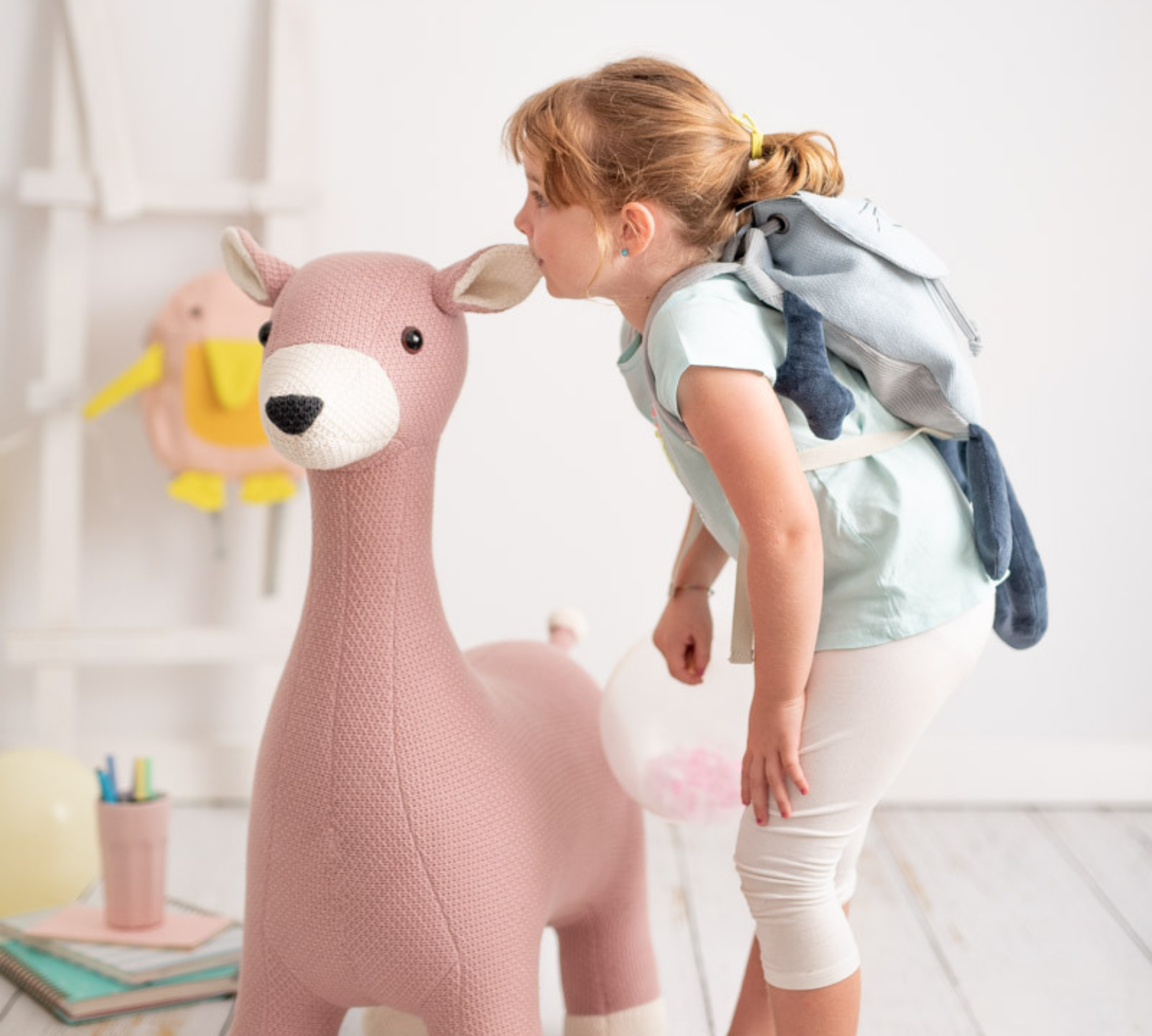 Deer Maxi Plush Toy Cotton Wood Pink