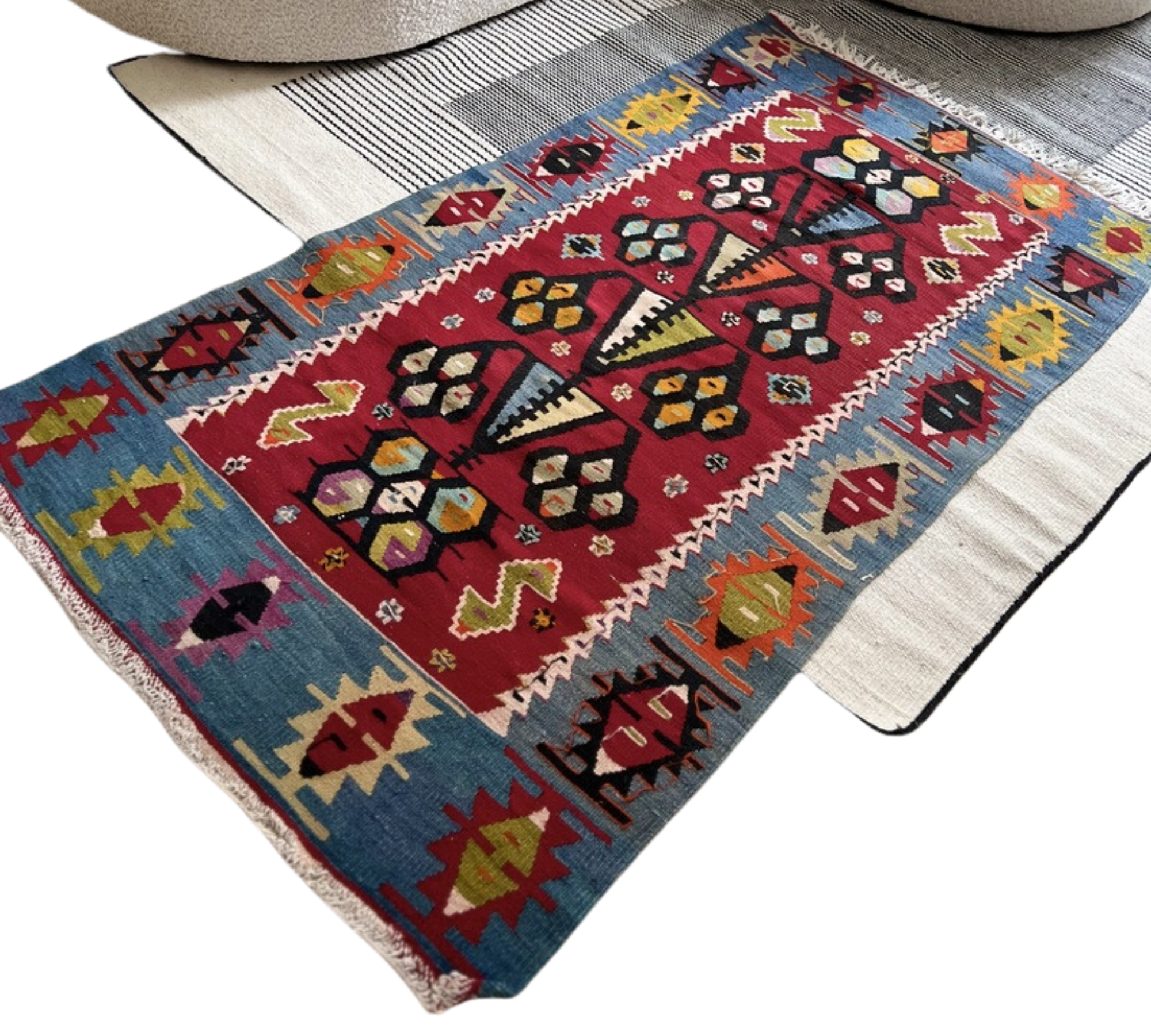 Vintage Kilim Wolle Mehrfarbig