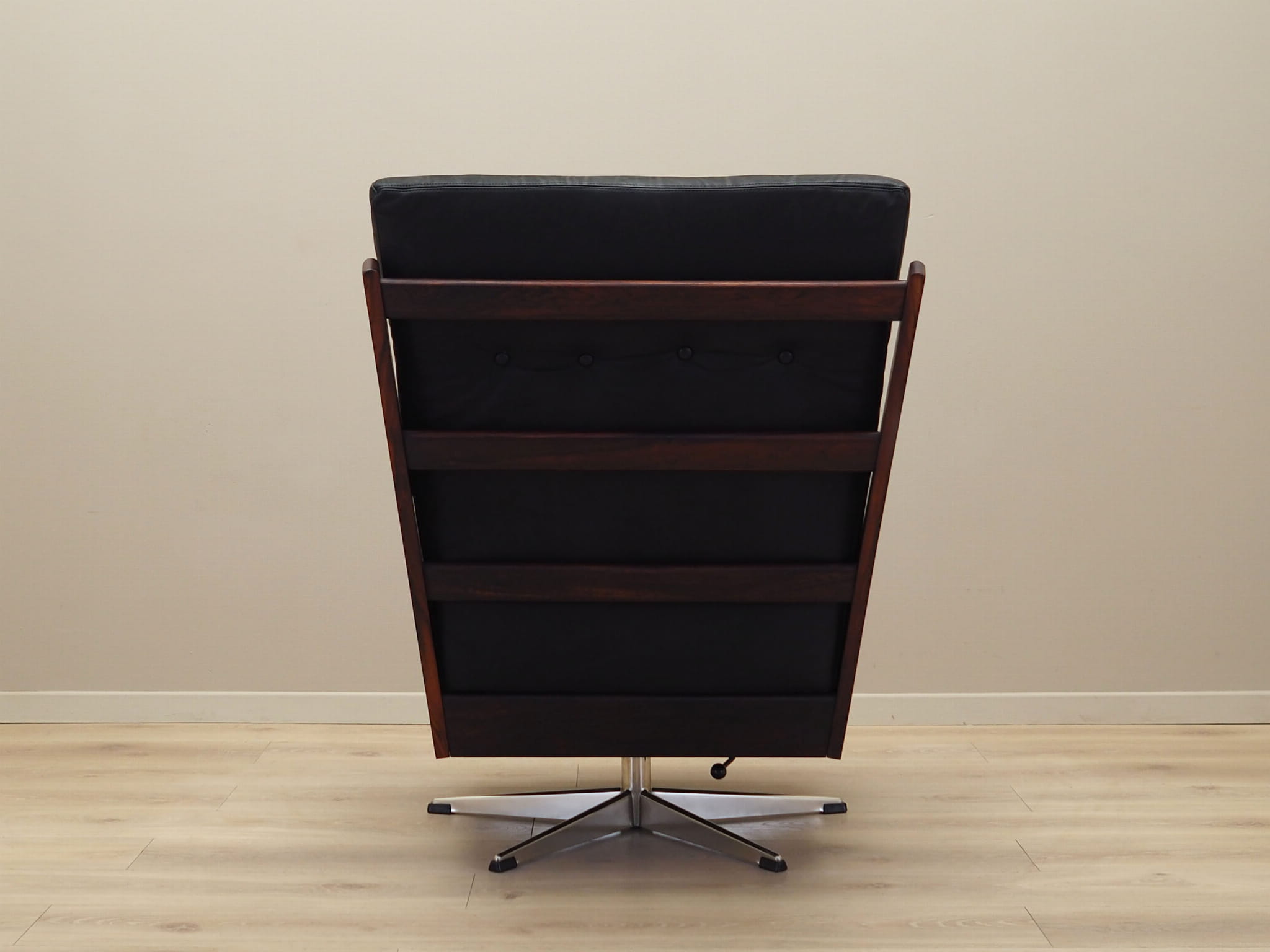 Vintage office chair leather wood black 1970s