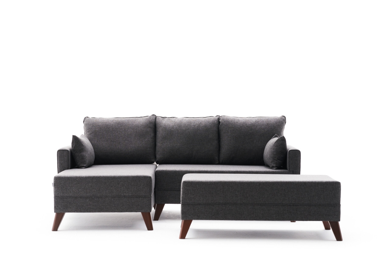 Bella Sofa Récamiere Links mit Hocker Anthrazit