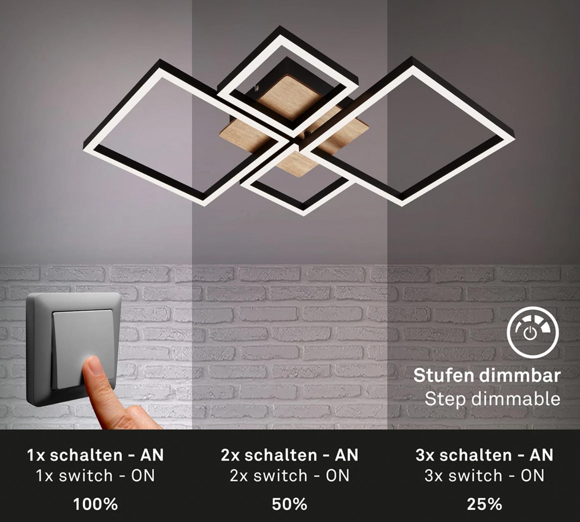 LED ceiling light in frame shape wood look II
