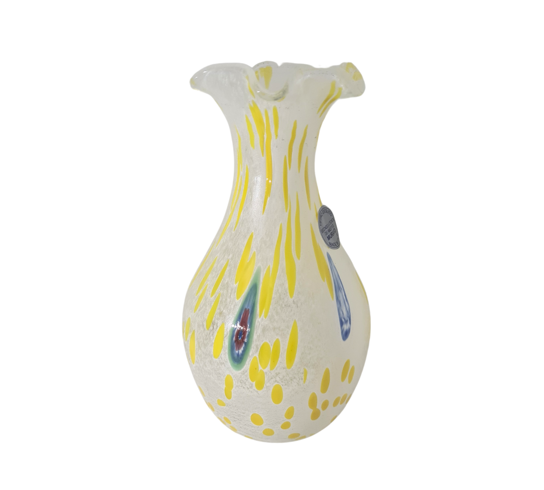 Vase Muranoglas Gelb Gemustert