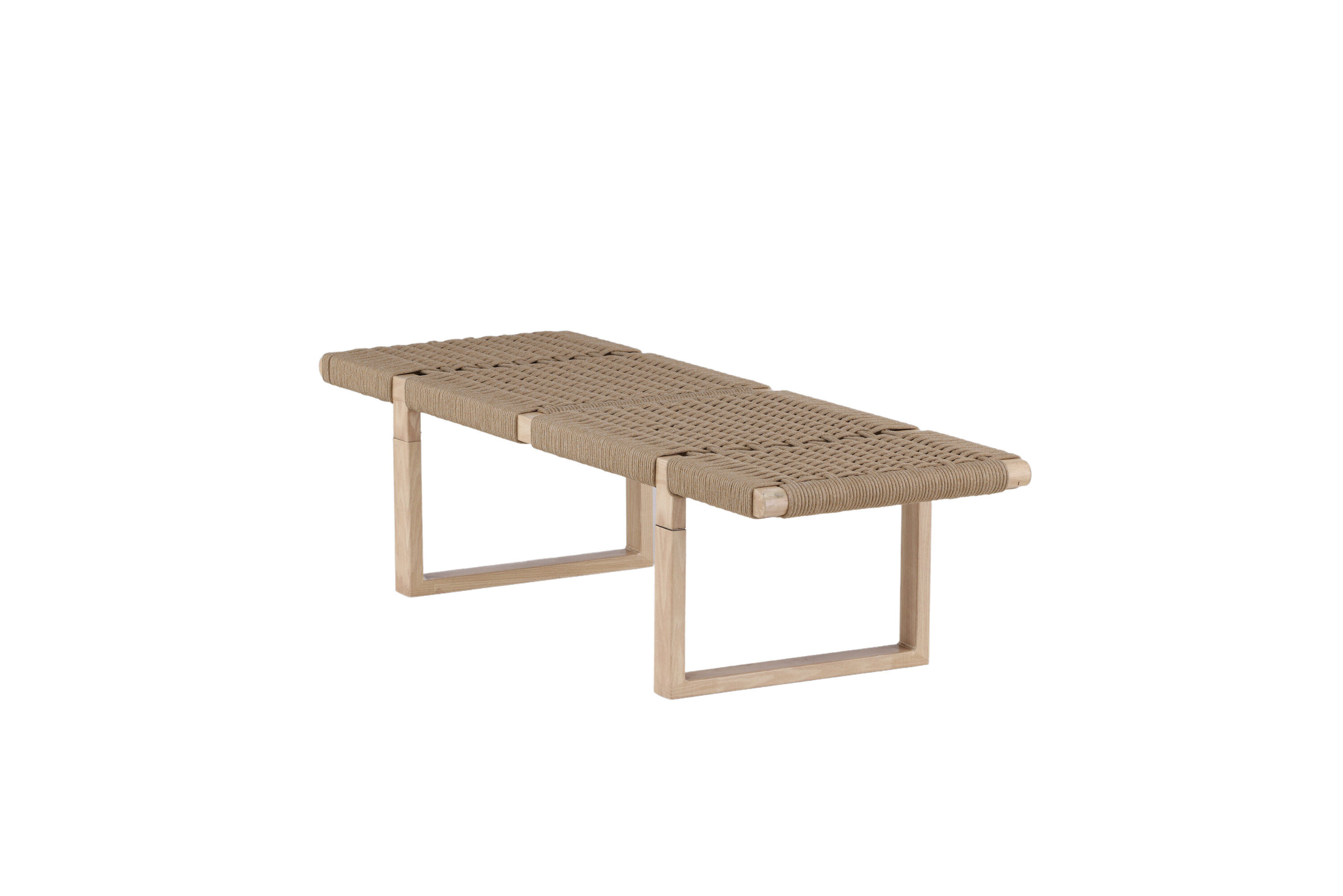 Ängön Bench White stained Rope Light natural