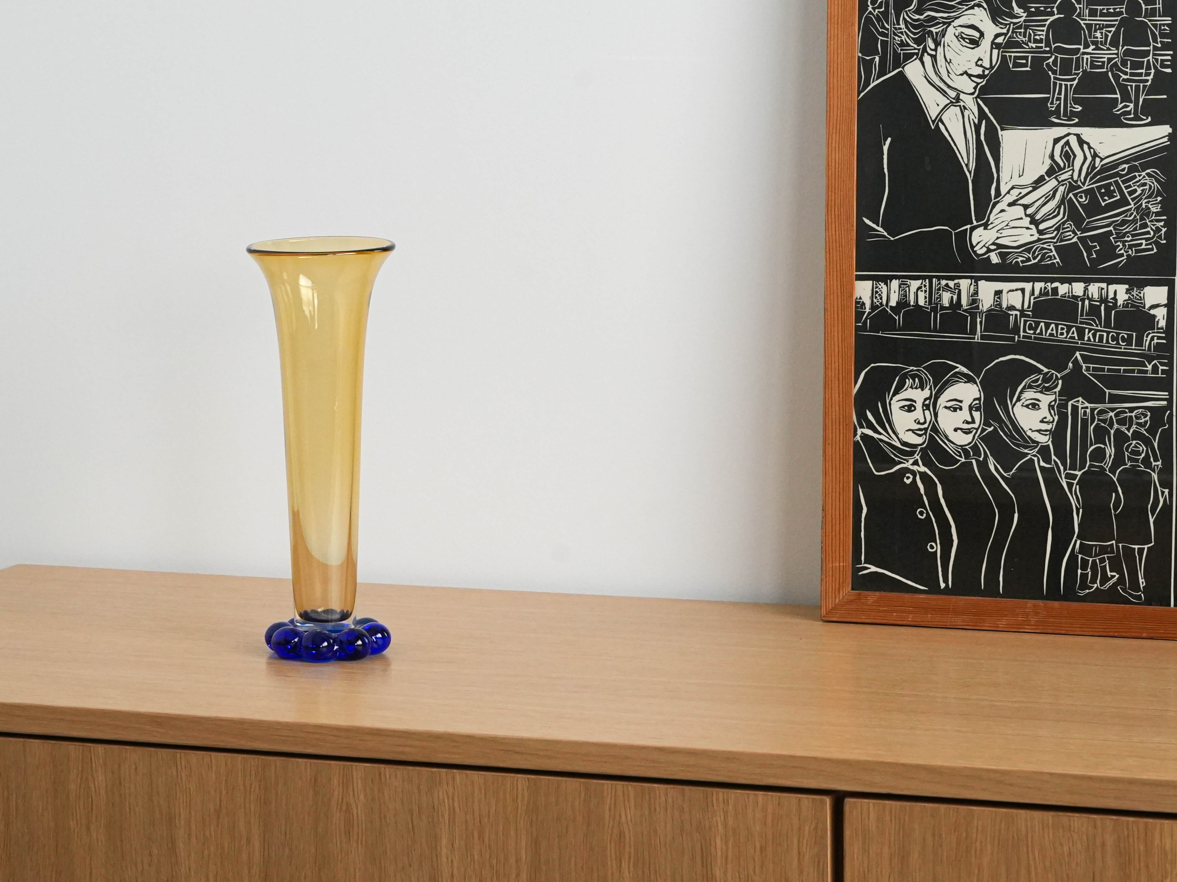 Glass vase Amber Cobalt blue