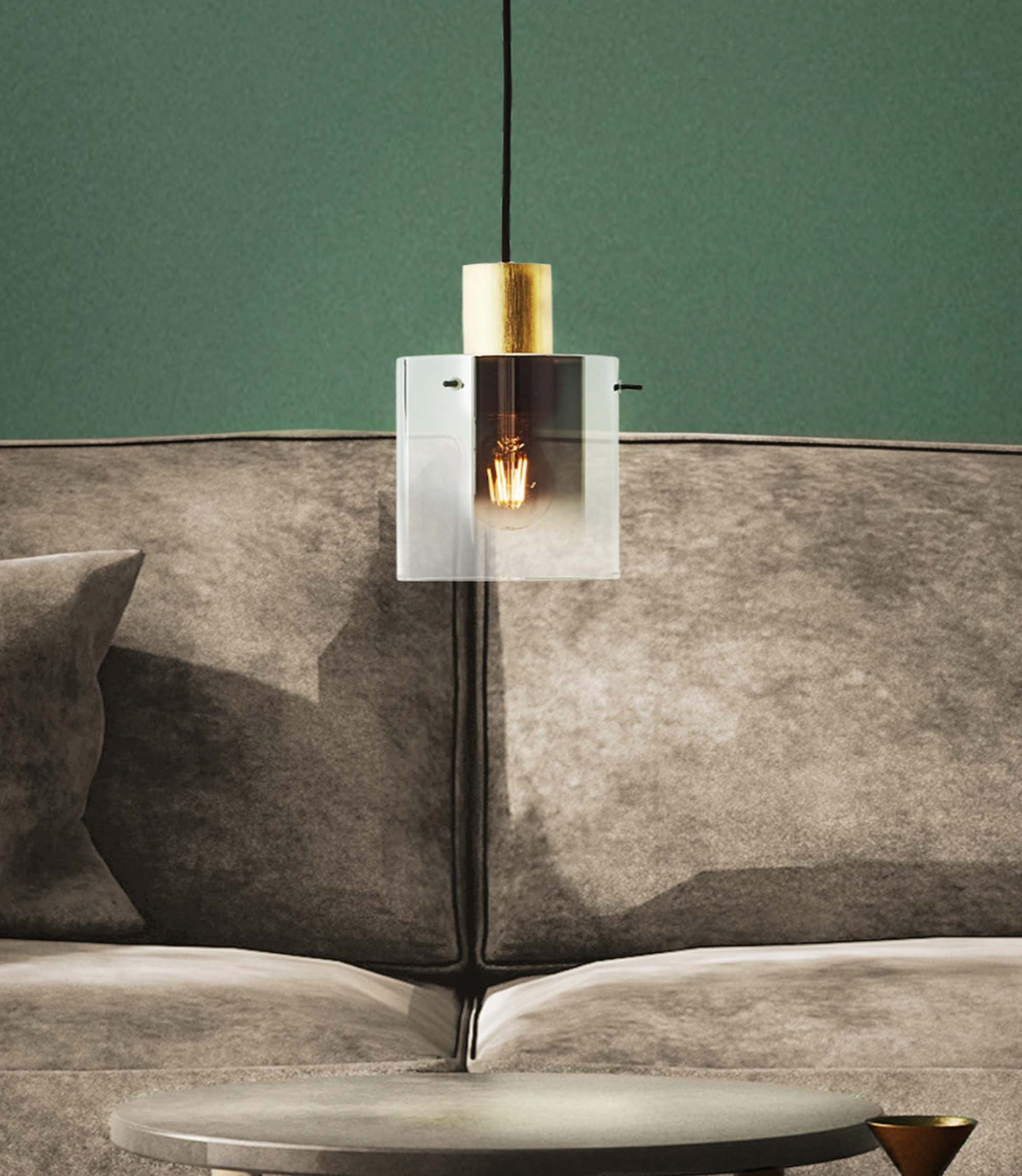 Pendant lamp 1-light smoked glass aluminum