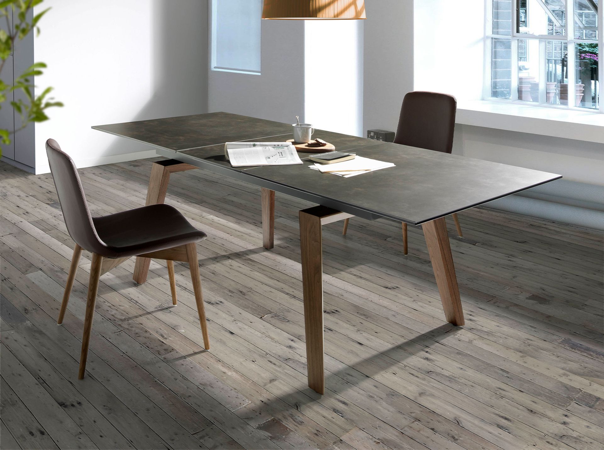 Dining table Walnut porcelain marble