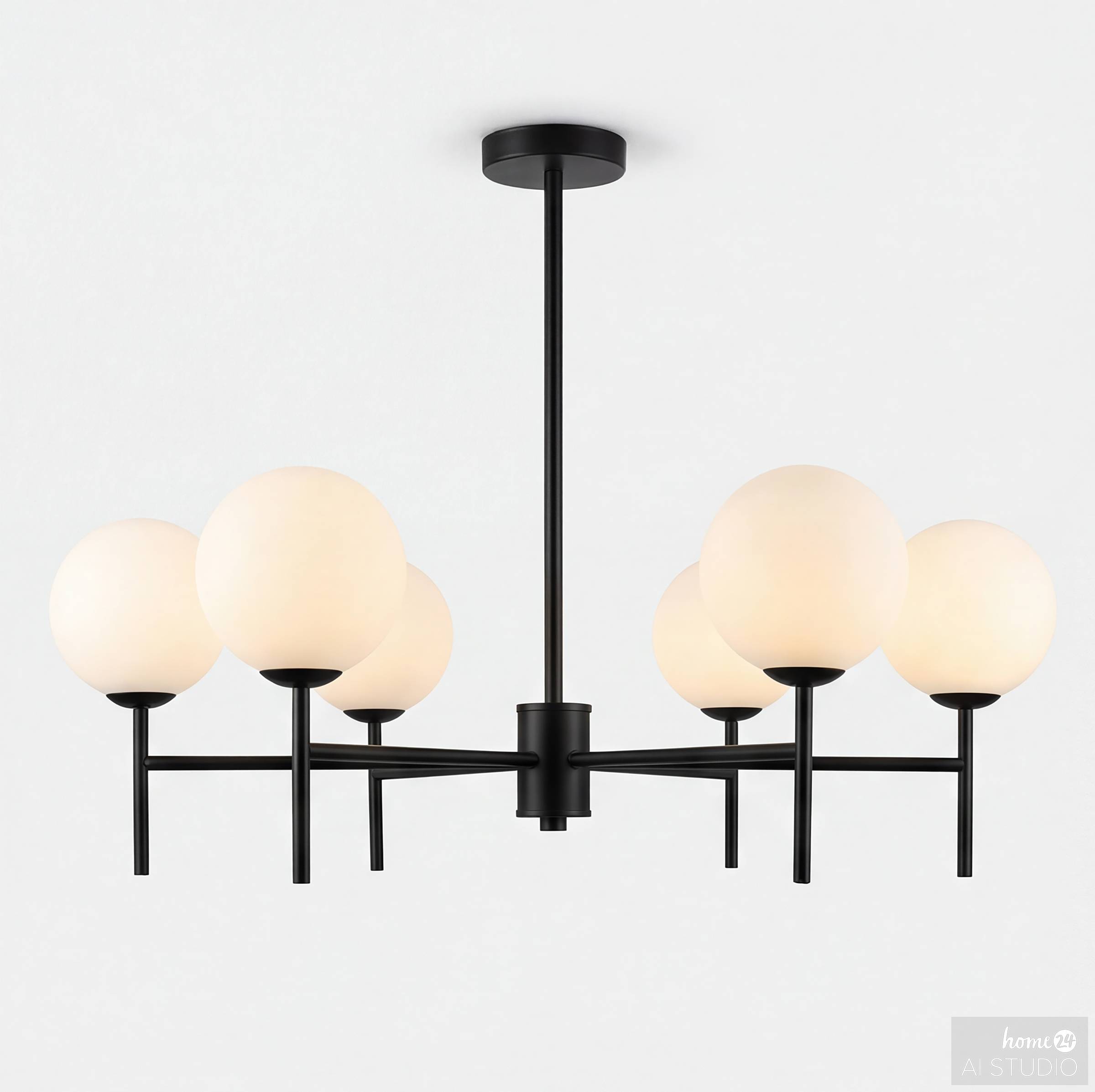 Ceiling Light Elyro 6-Light Opal Glass Iron Black