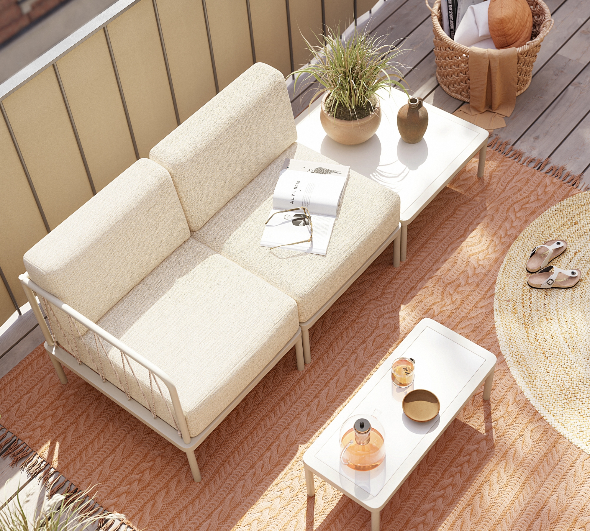 Hadley Outdoor Eckmodul Marzipan