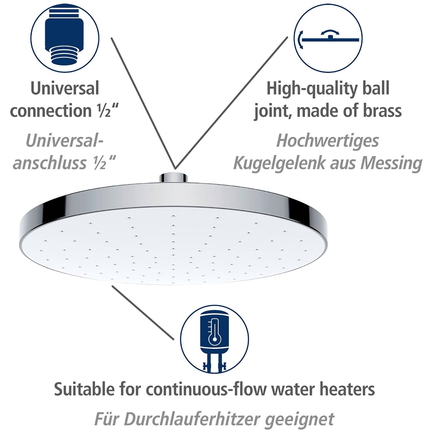 Rain shower head Cleaning I Plastic Chrome Silver