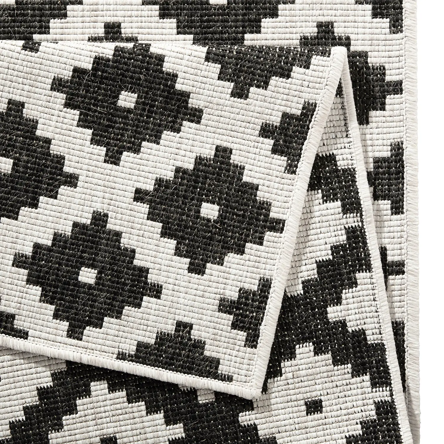 Indoor/outdoor rug Nizza Polypropylene Black 80 x 150 cm