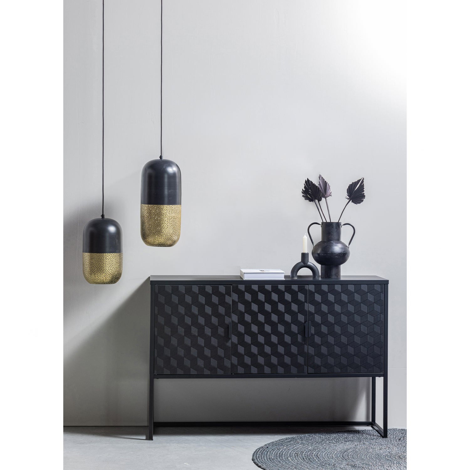 Tirsa Hängelampe Metall Schwarz Gold
