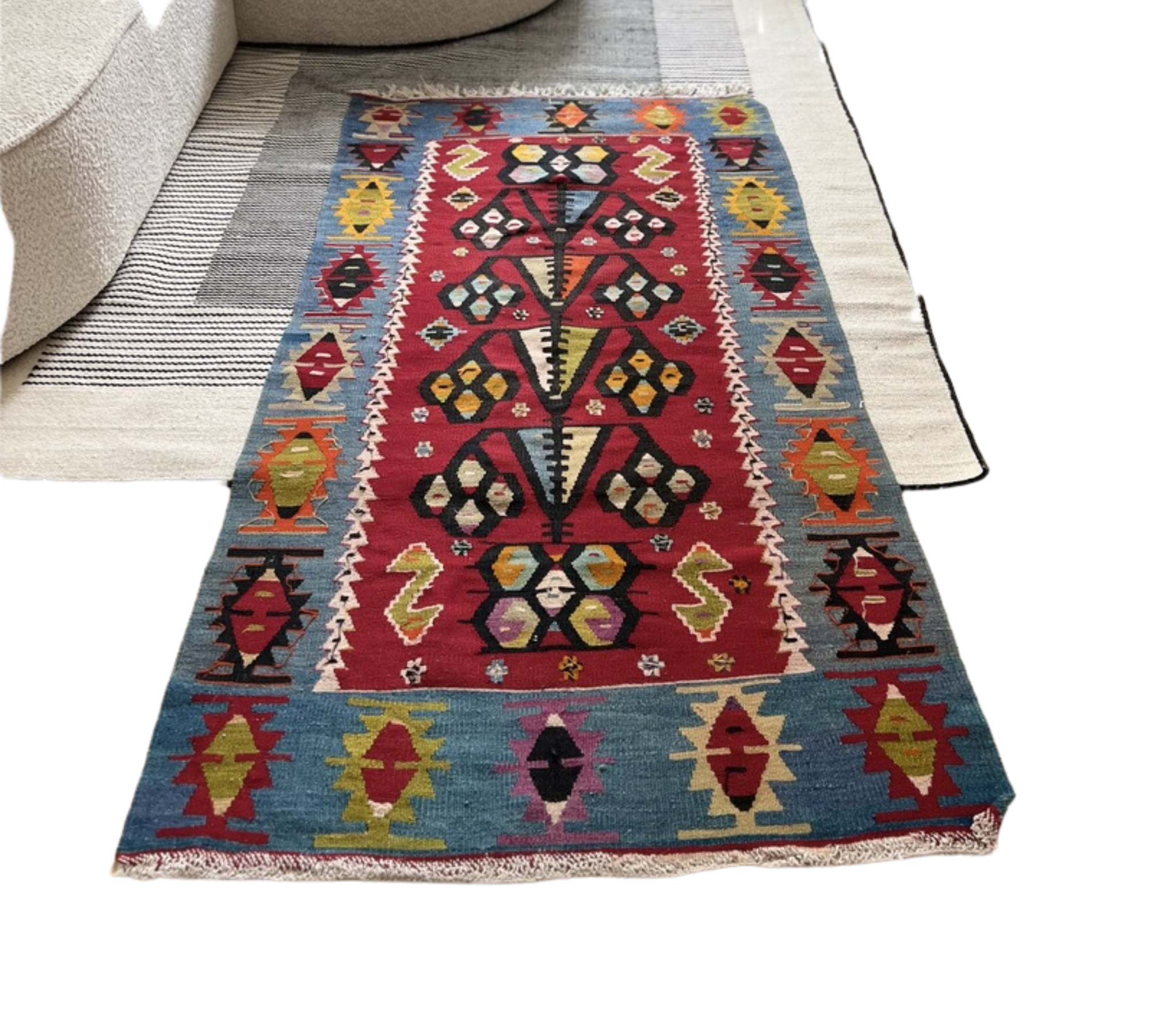 Vintage Kilim Wolle Mehrfarbig