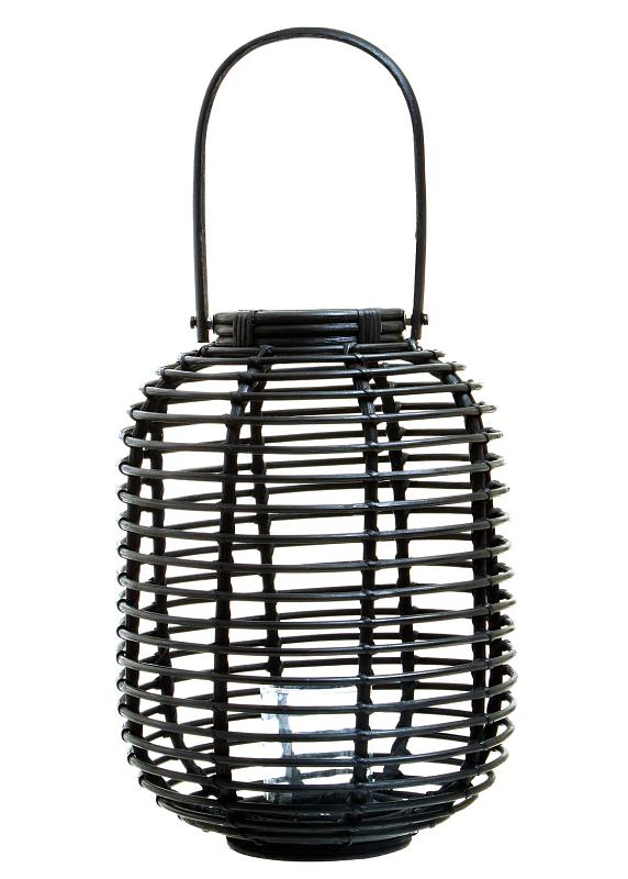 Mataram Kleine Schwarze Naturrattan Laterne
