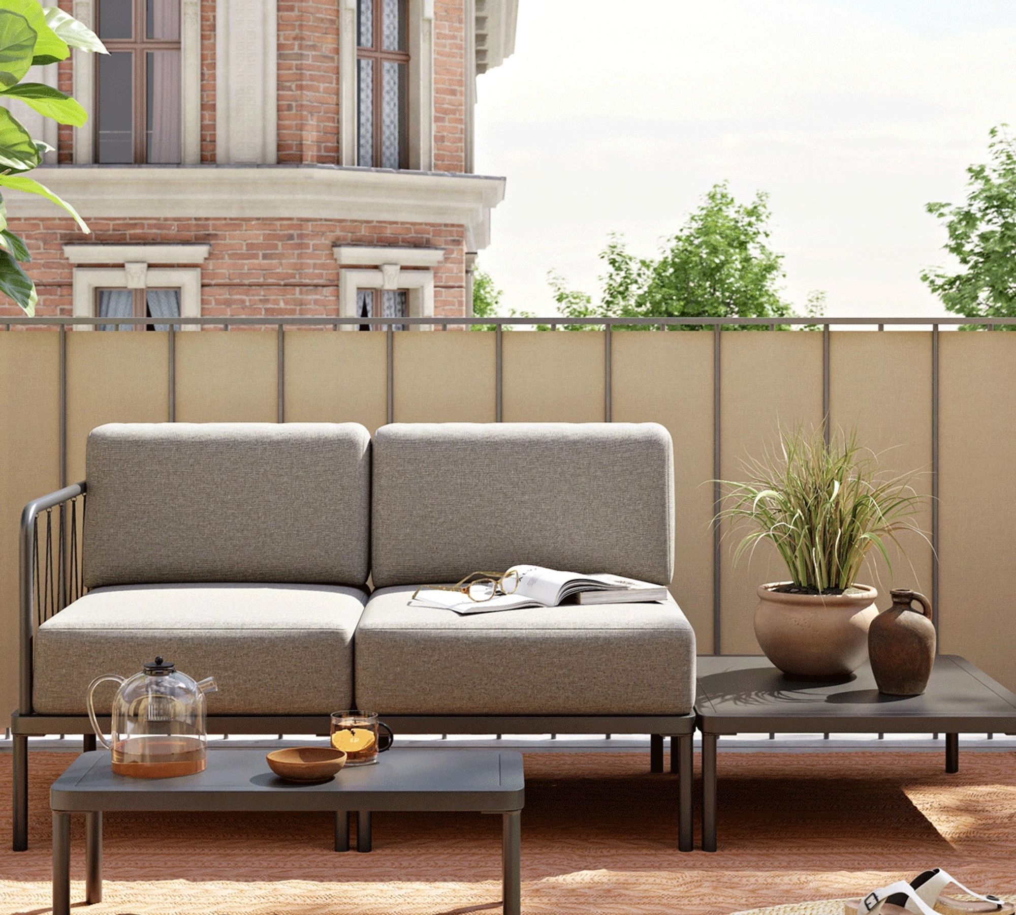 Hadley Outdoor Coffee Table Anthracite Grey Steel 60 x 70 cm