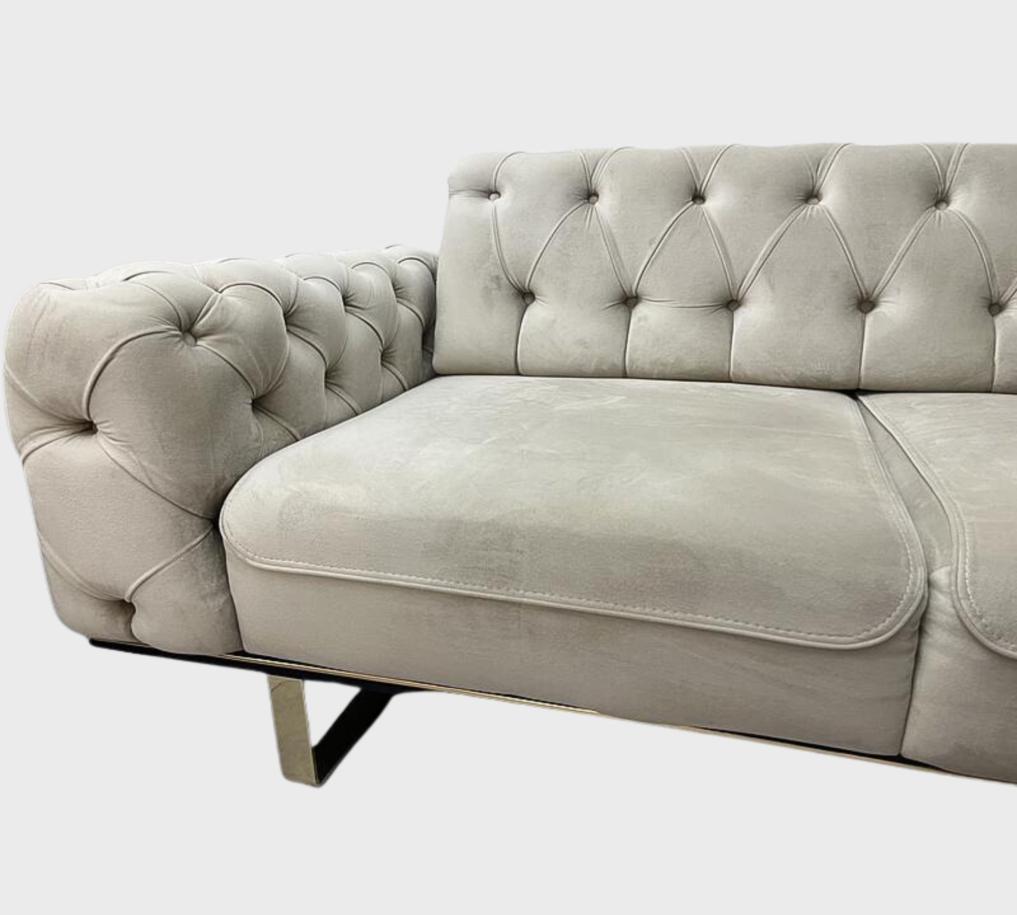 2x Sofa & Sessel Samt Beige