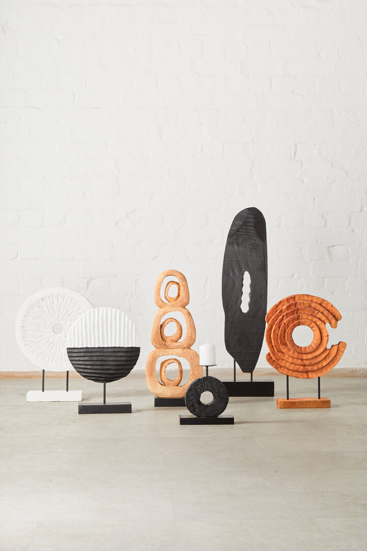 Fidel Scultura Rotonda Legno Bianco Distressed