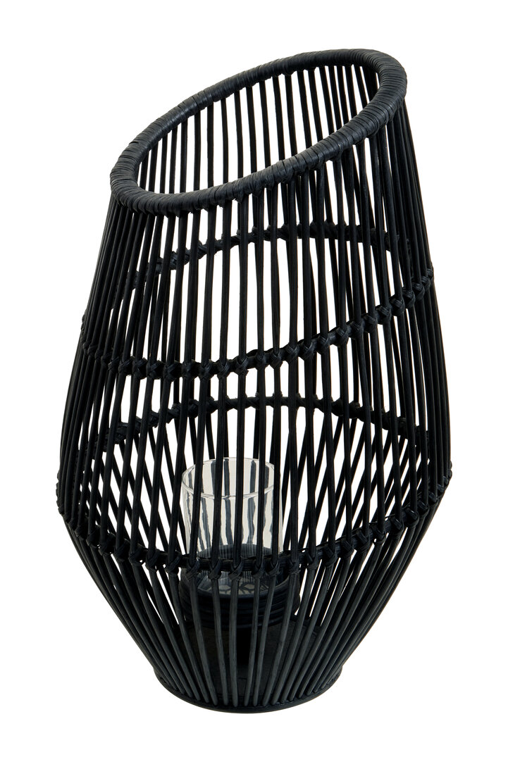 Mataram Große Schwarze Naturrattan Laterne