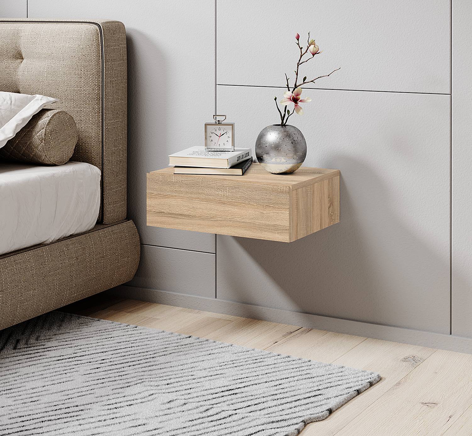 Kuunga Hanging Nightstand Oak Brown