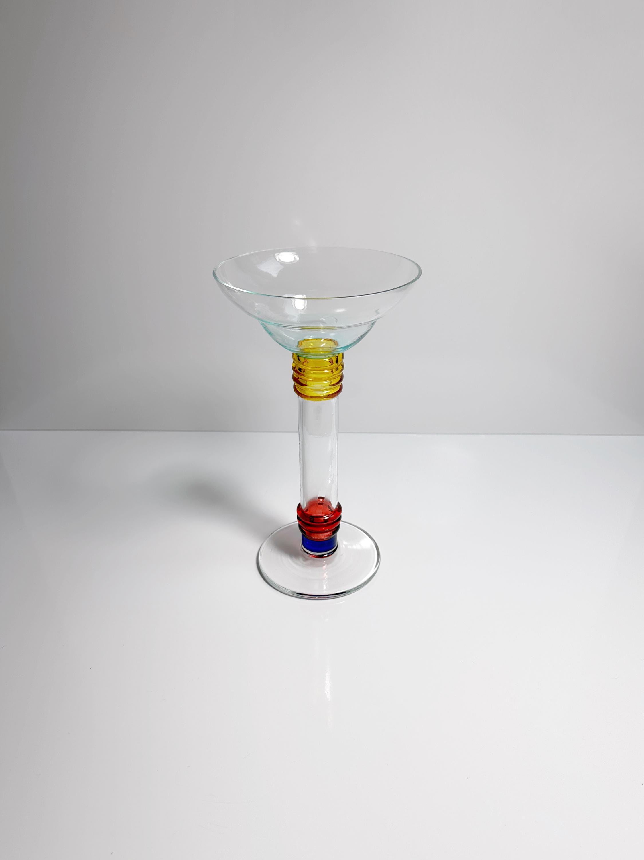 Vintage Postmodern Blumenvase Glas 1990er Jahre