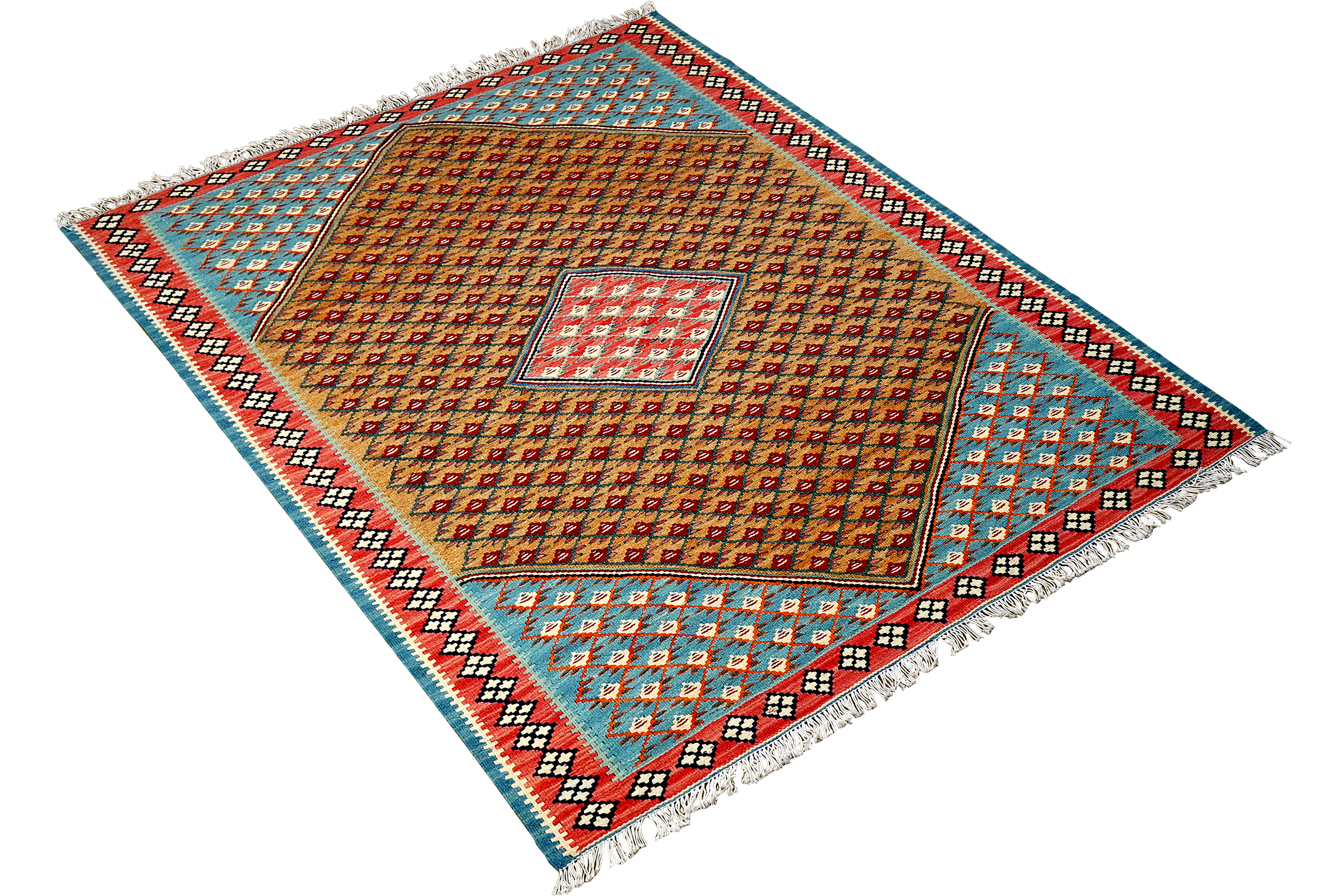 Kelim Senneh Carpet Wool Brown