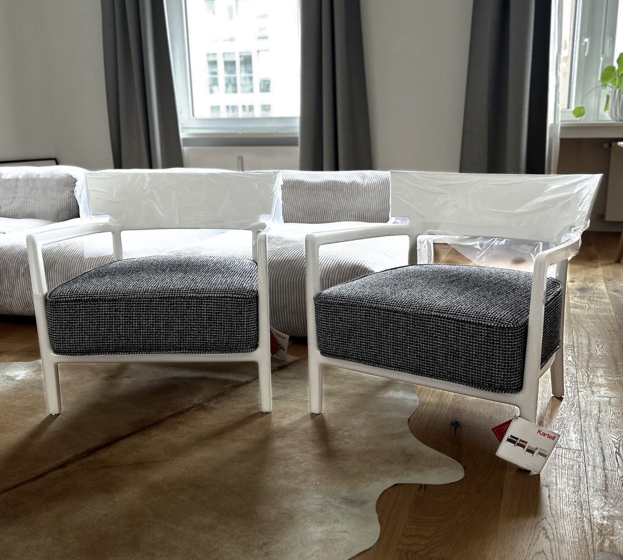 2x Cara Sessel Kunststoff Baumwolle Weiß