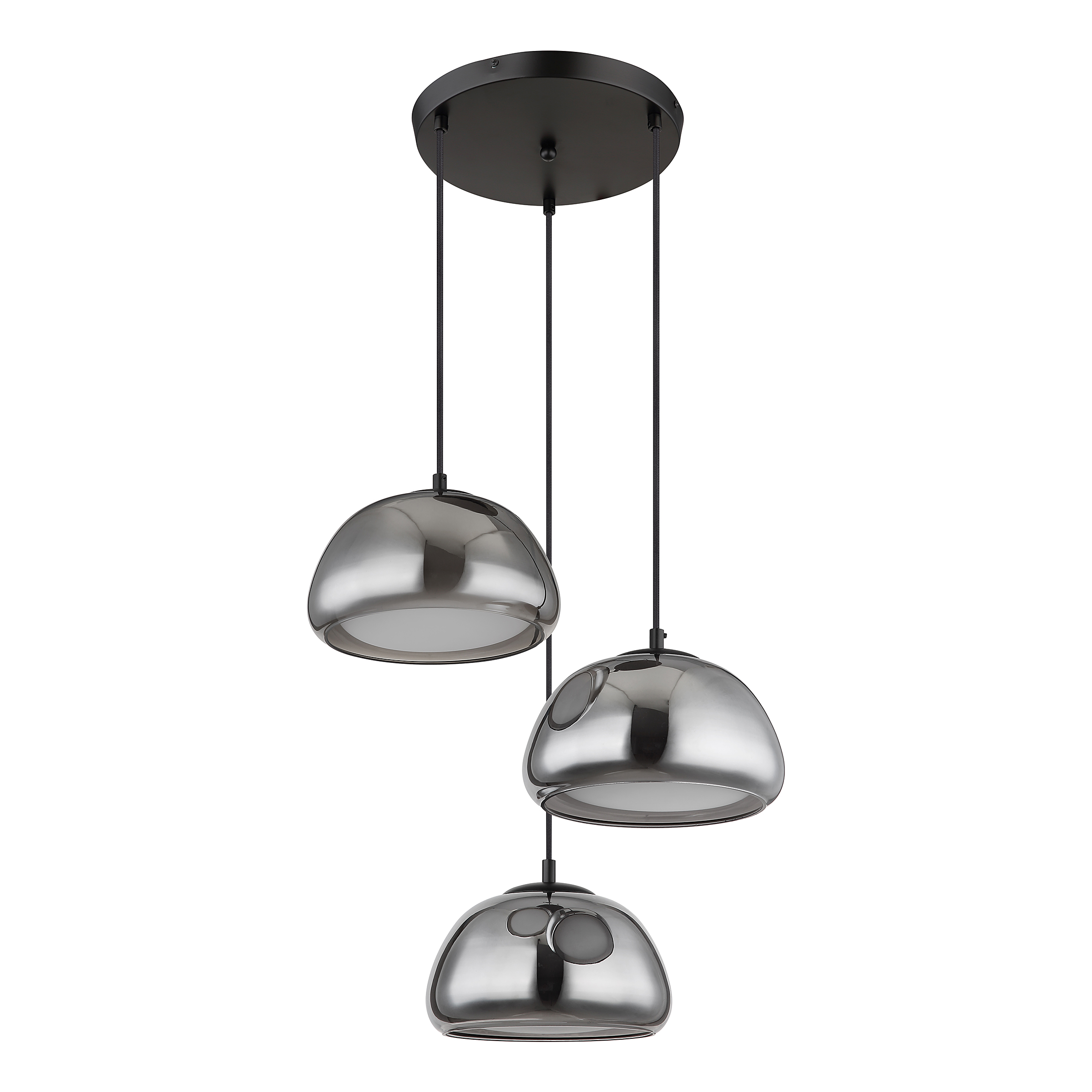 3-Light Pendant Lamp Jella Type B Smoked Glass Iron