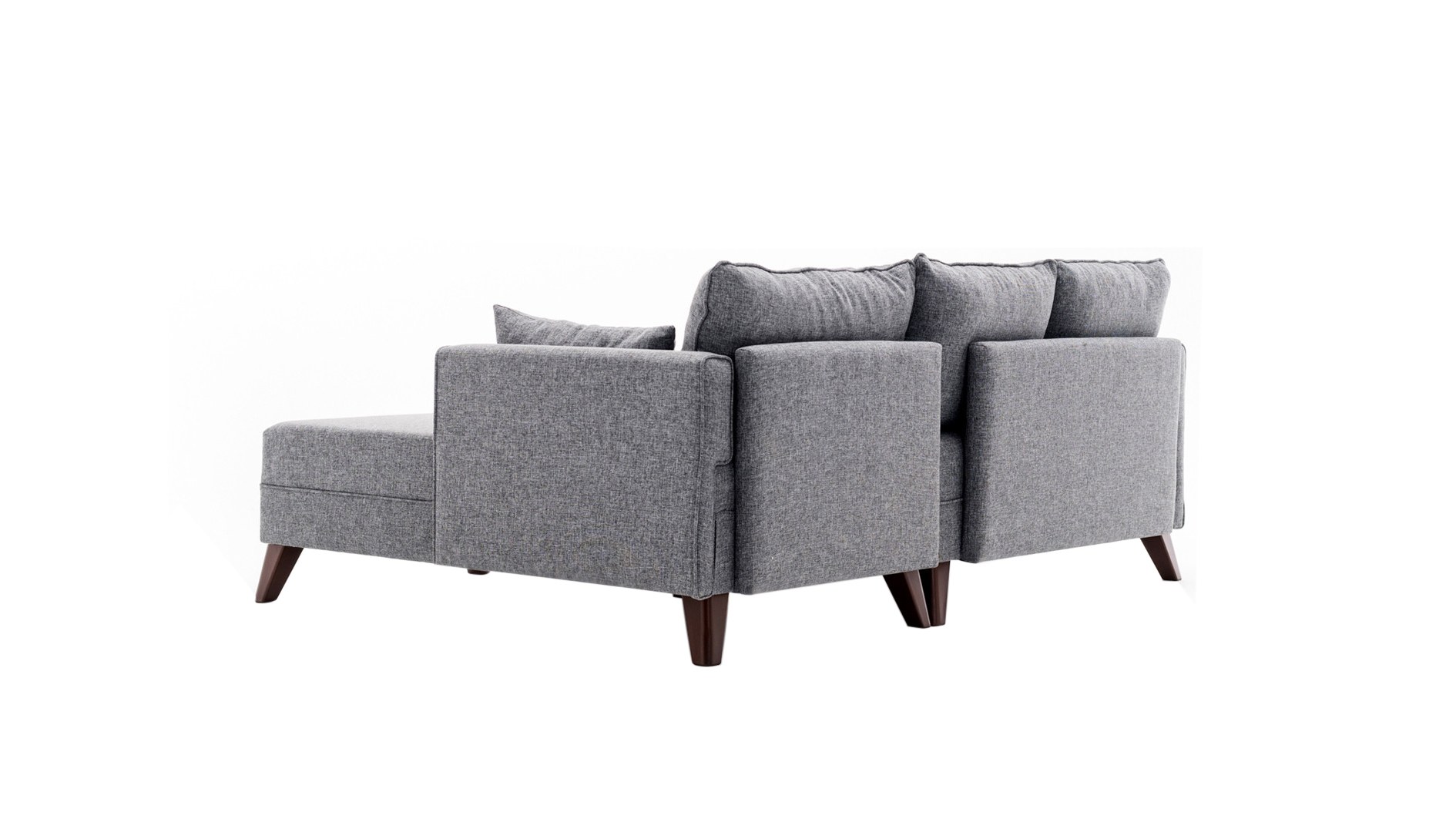 Schlafsofa Récamiere Rechts & Hocker Polyester Holz Grau